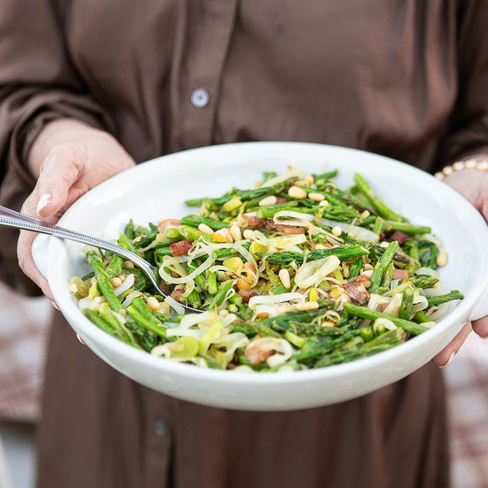 Sunday Dinner with Diane: Asparagus with Leeks and Pine Nuts