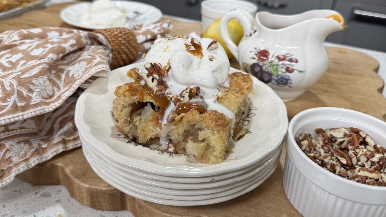 Harvest Apple Slab Pie with Caramel & Toasted Pecans