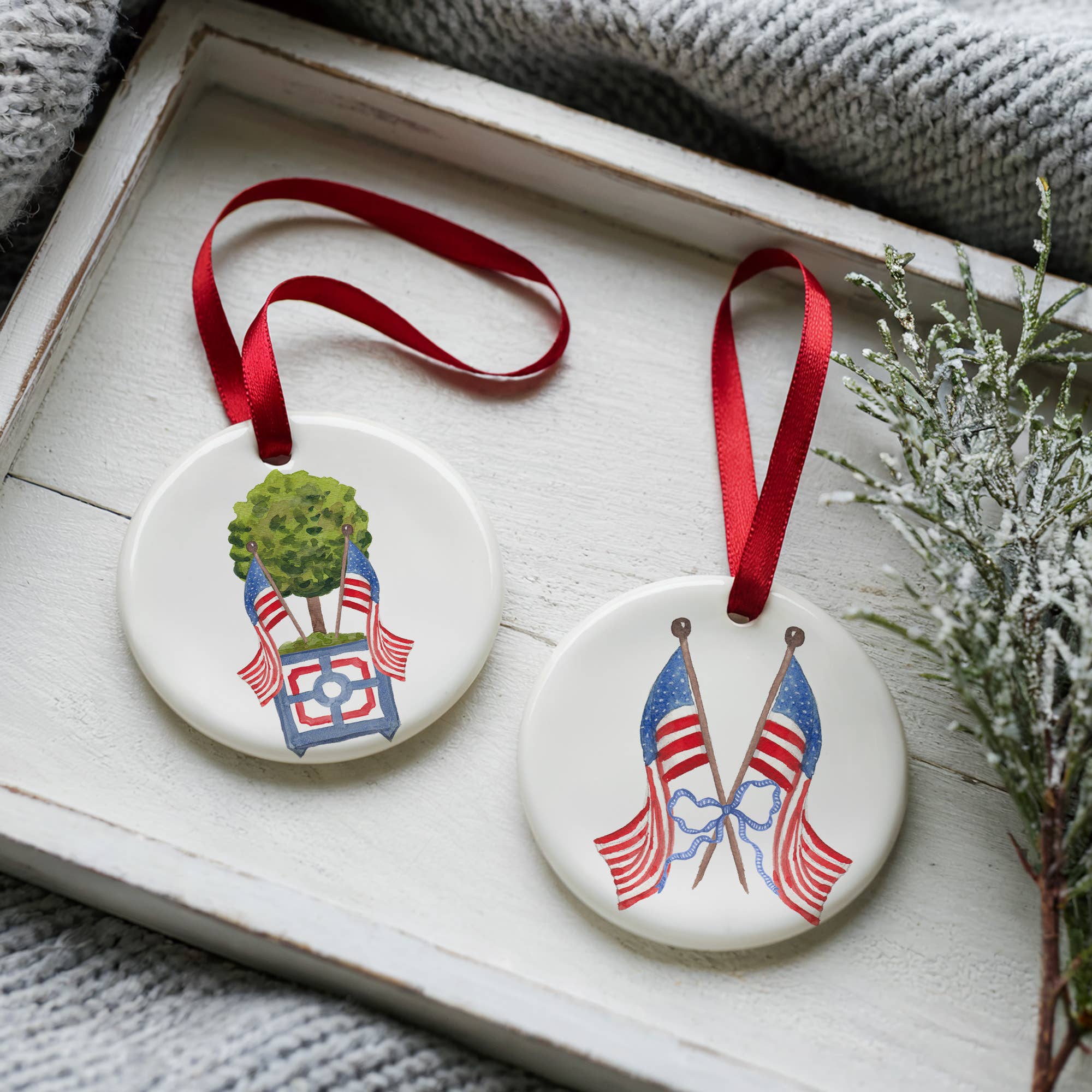 Americana Patriotic Topiary Ornament
