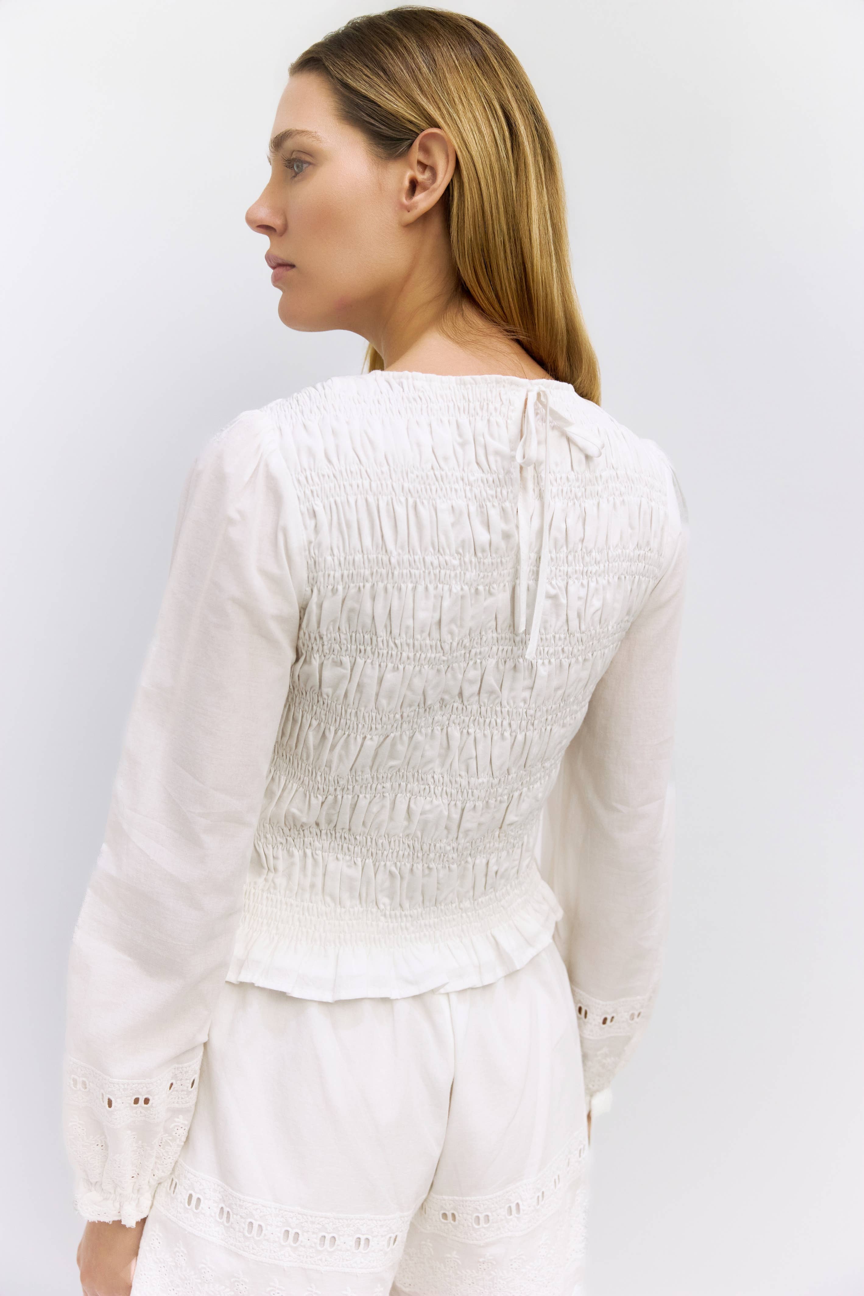 The Lucine Top | Smocked Long Sleeve Blouse