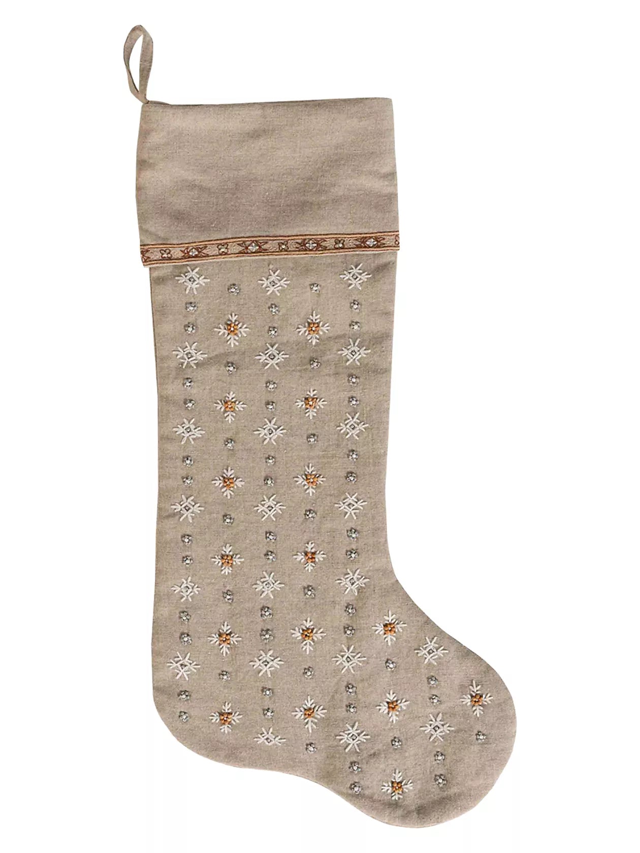 Heidi Natural Embroidered Stocking