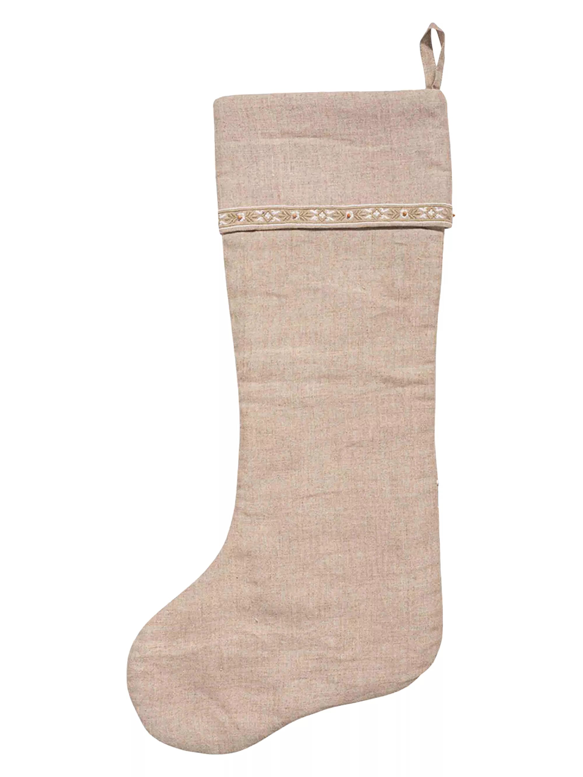 Heidi Natural Embroidered Stocking