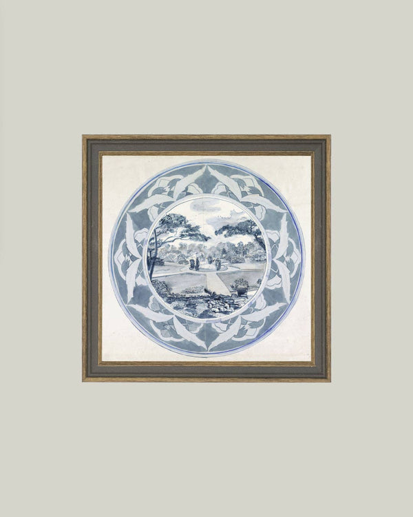 Garden View Design Framed Antique Art