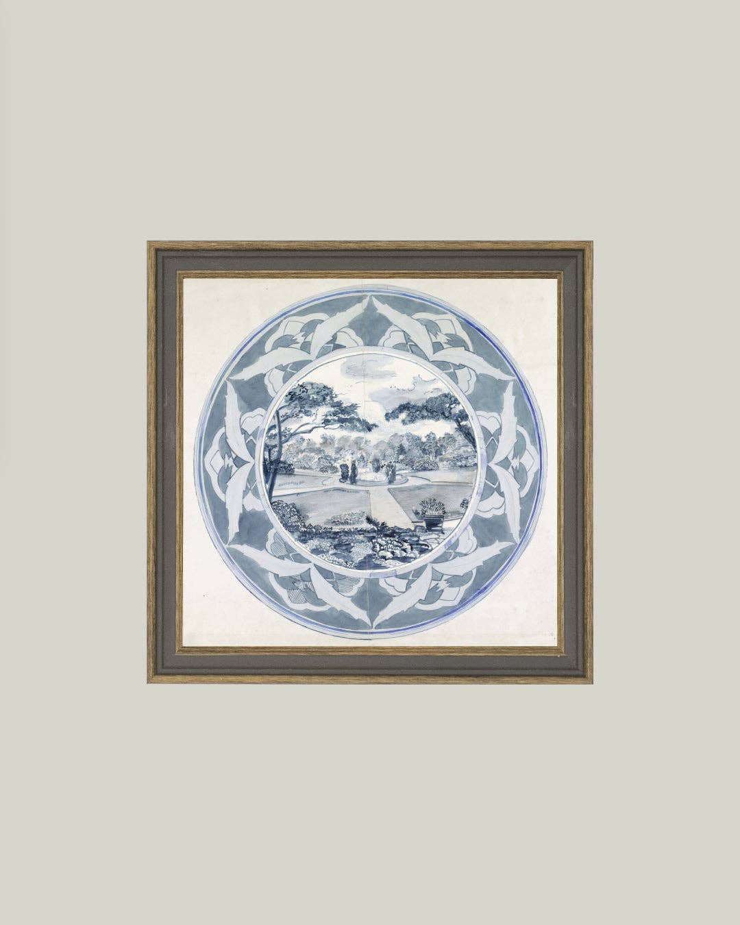 Garden View Design Framed Antique Art