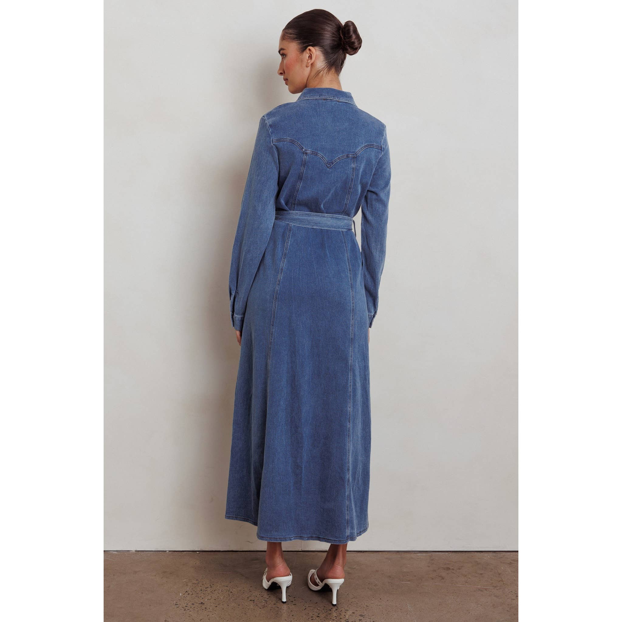 Long Sleeve Denim Maxi Dress