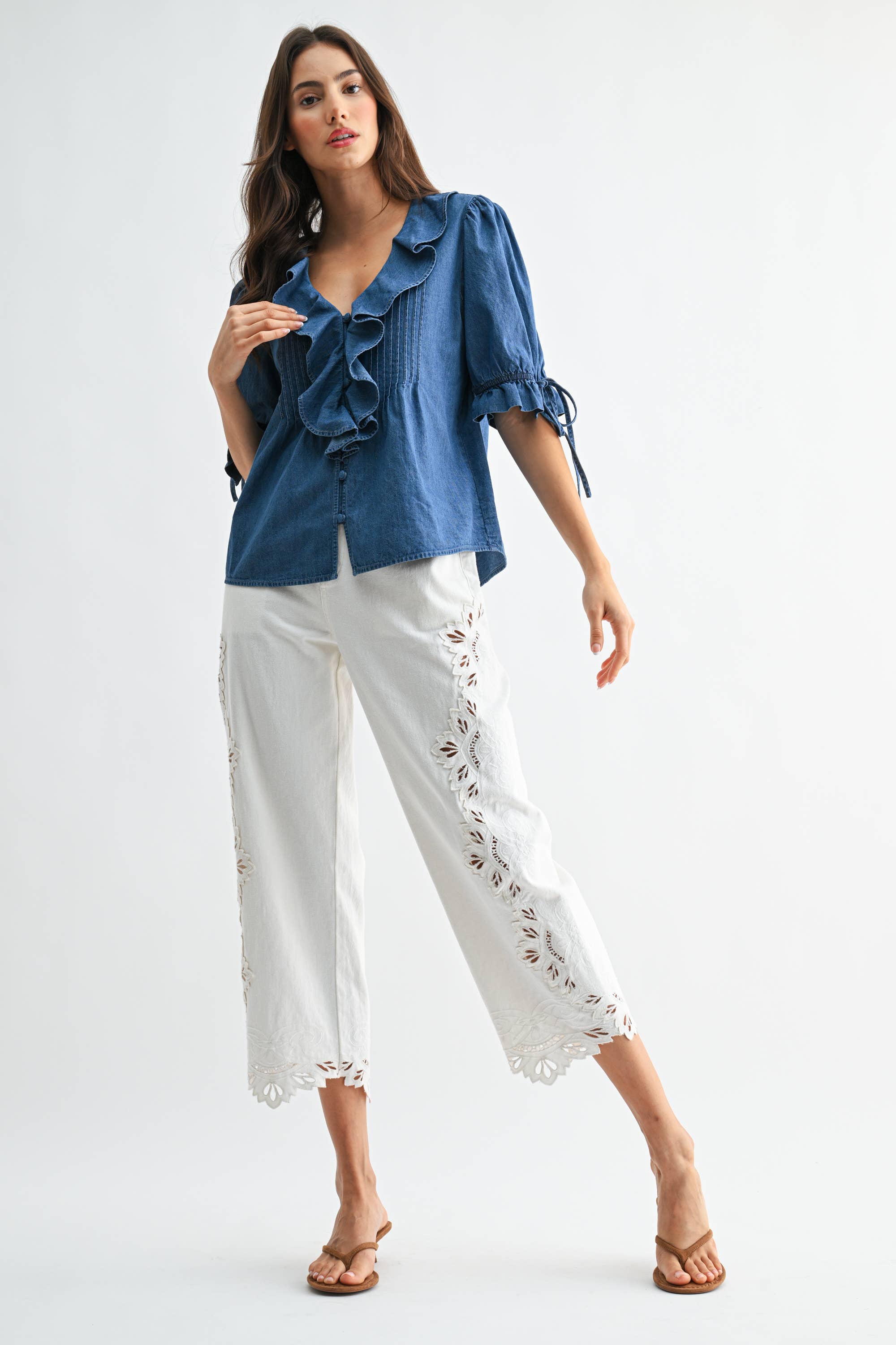 Lillian Pleated Ruffle Blouse
