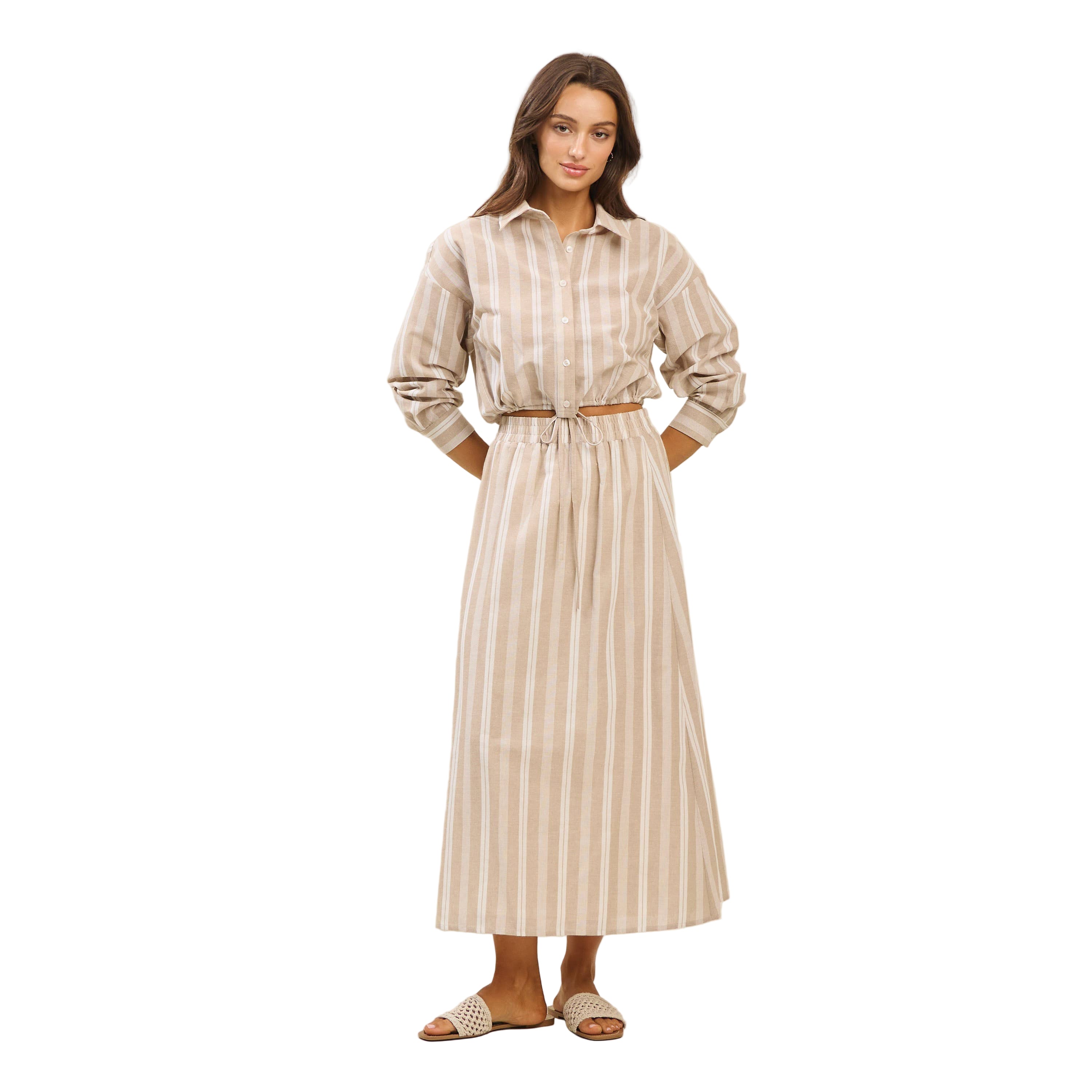 Striped Shirt & Skirt Set