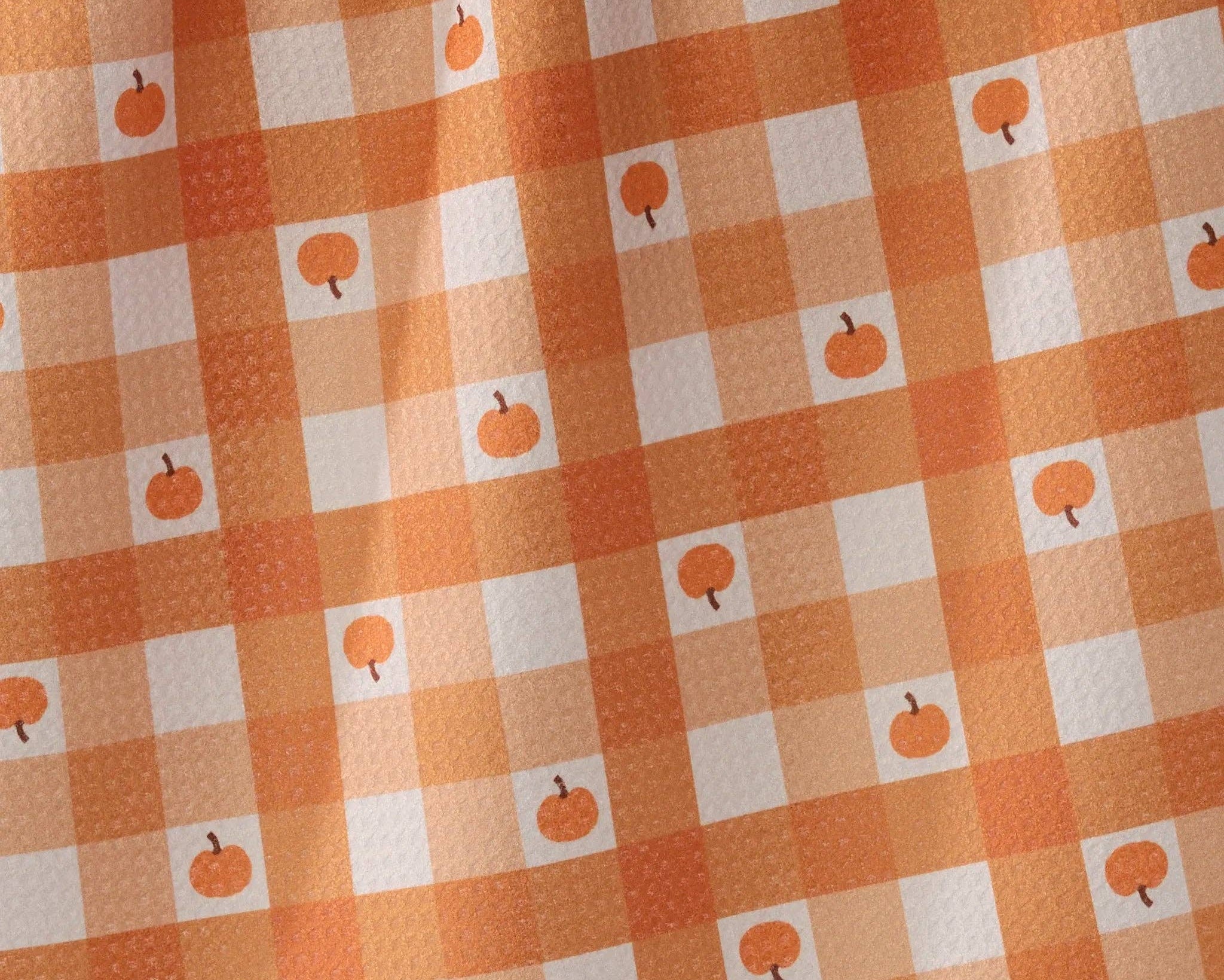 Pumpkin Check Tea Towel