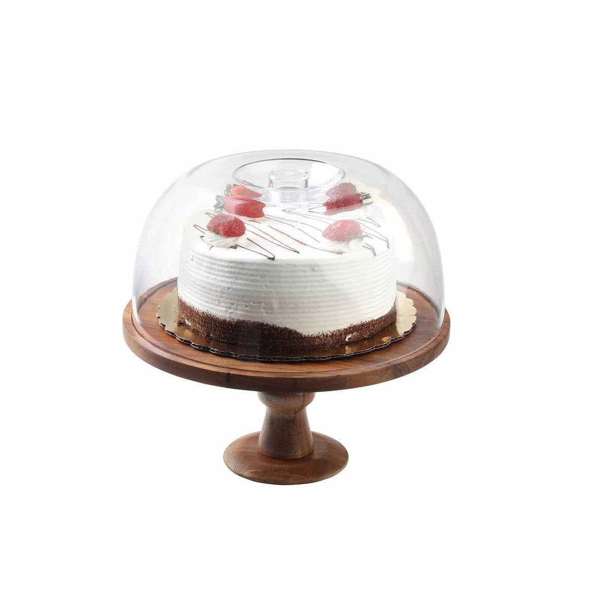 Acacia Cake Stand with Dome