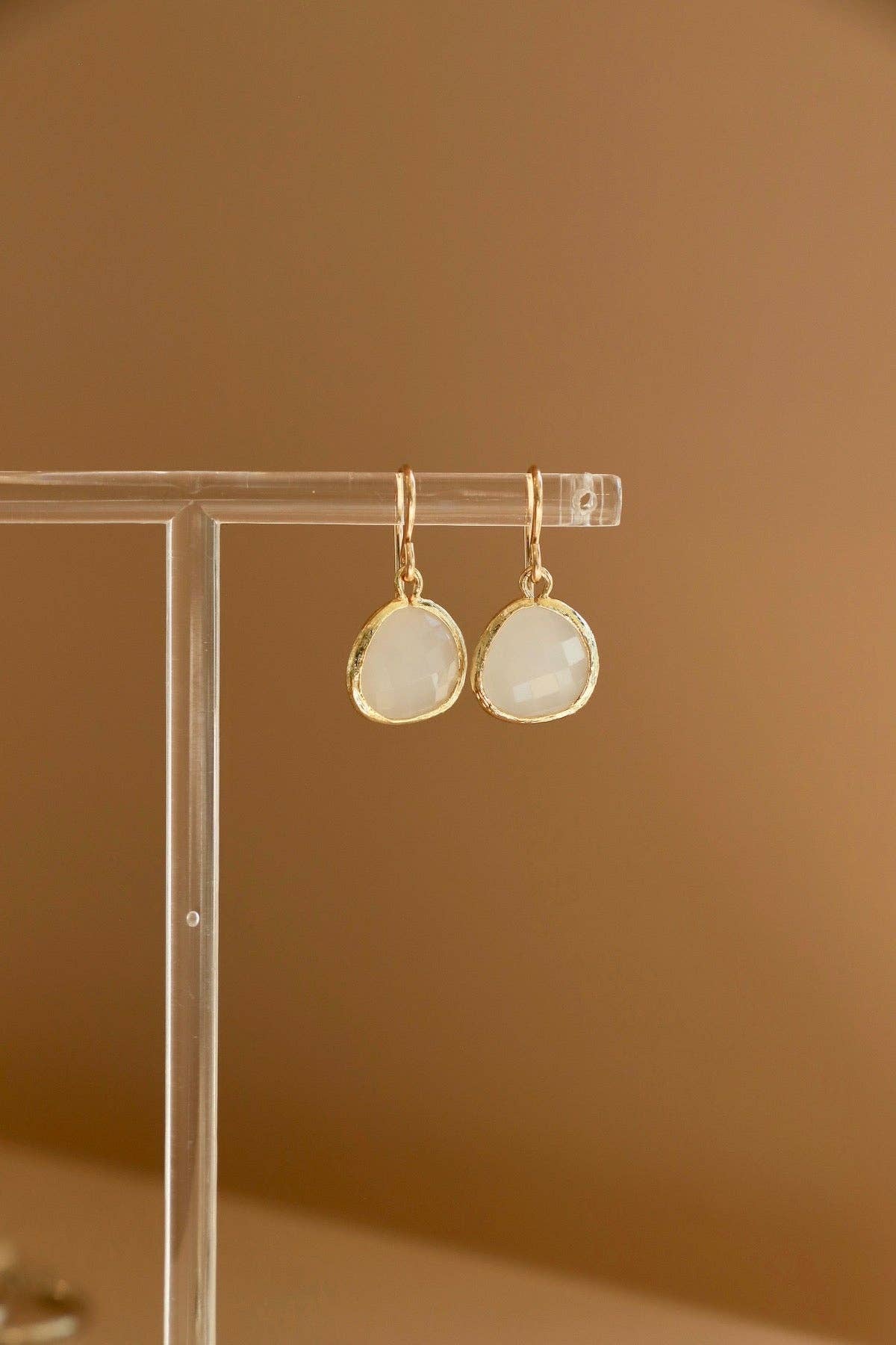 White Smoke Bezel Earrings Medium