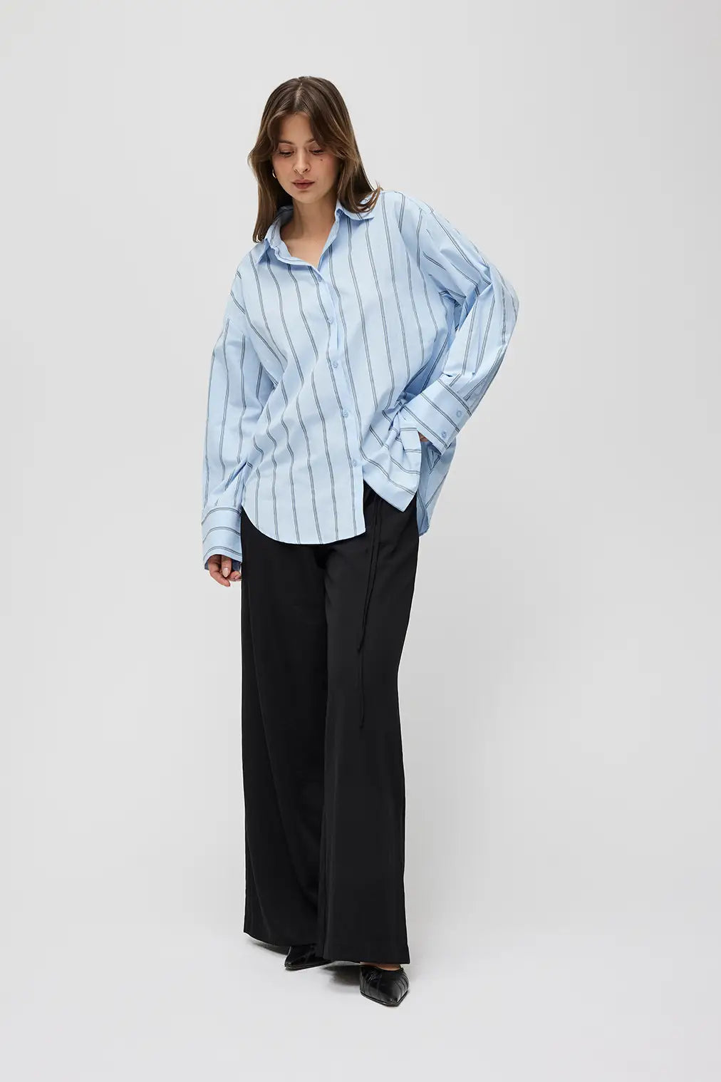 The Erica Top Blue | Striped Button-Down Shirt