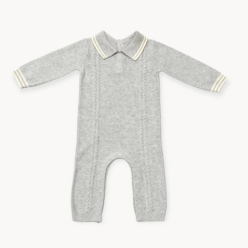 Milan Knit Collar & Cable Baby Jumpsuit