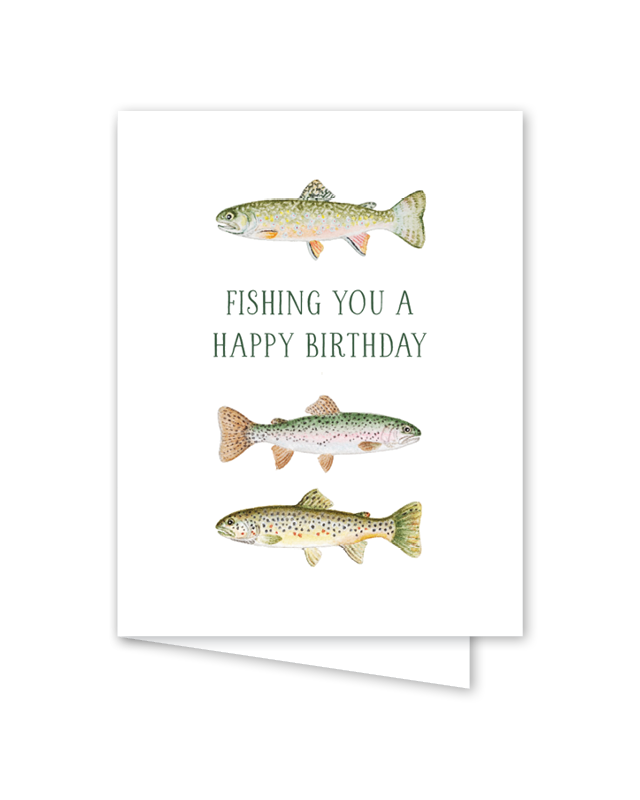 Fly Fishing Trout Birthday Card