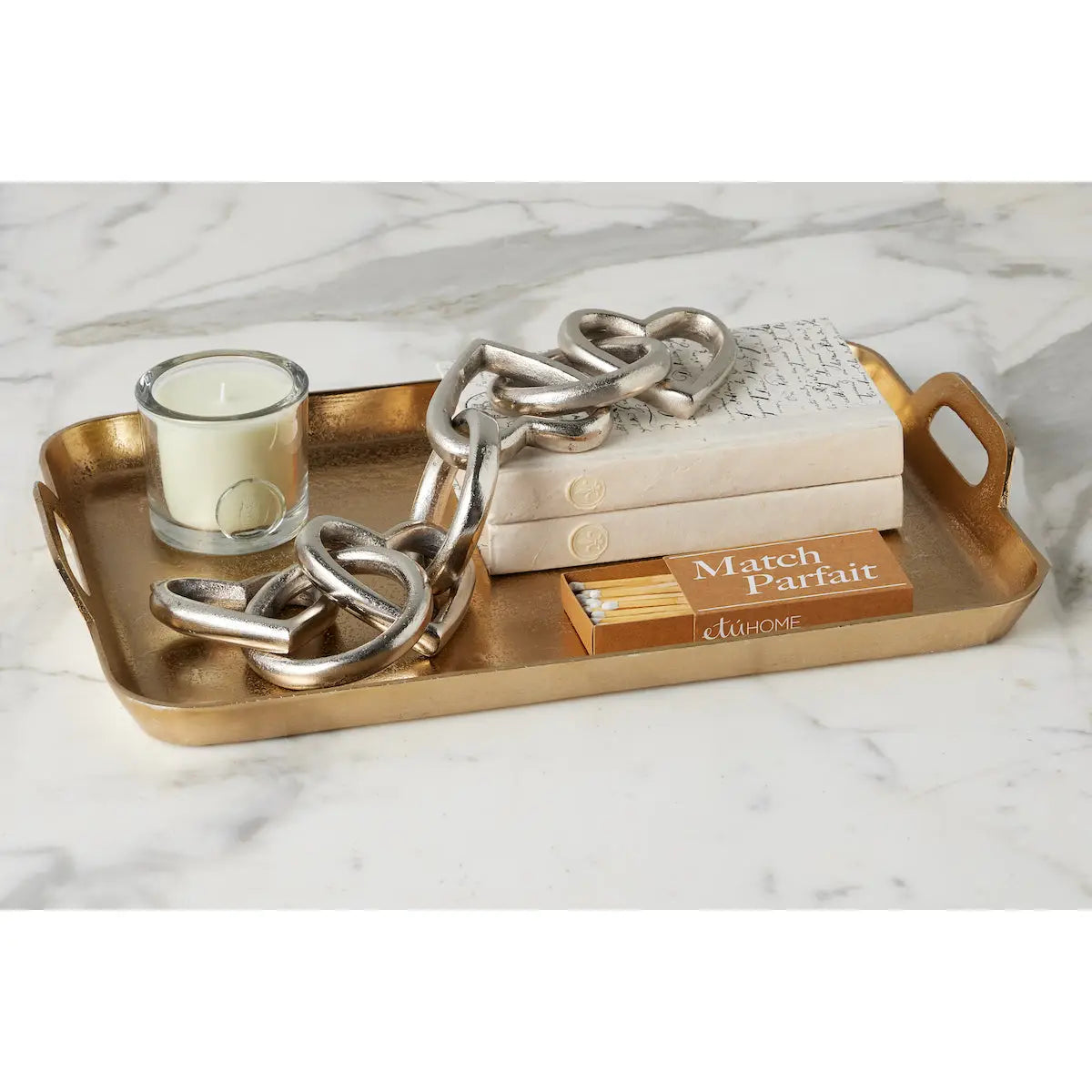 Gold Rectangle Metal Tray, Large