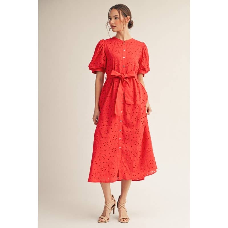 Caroline Eyelet Midi Dress