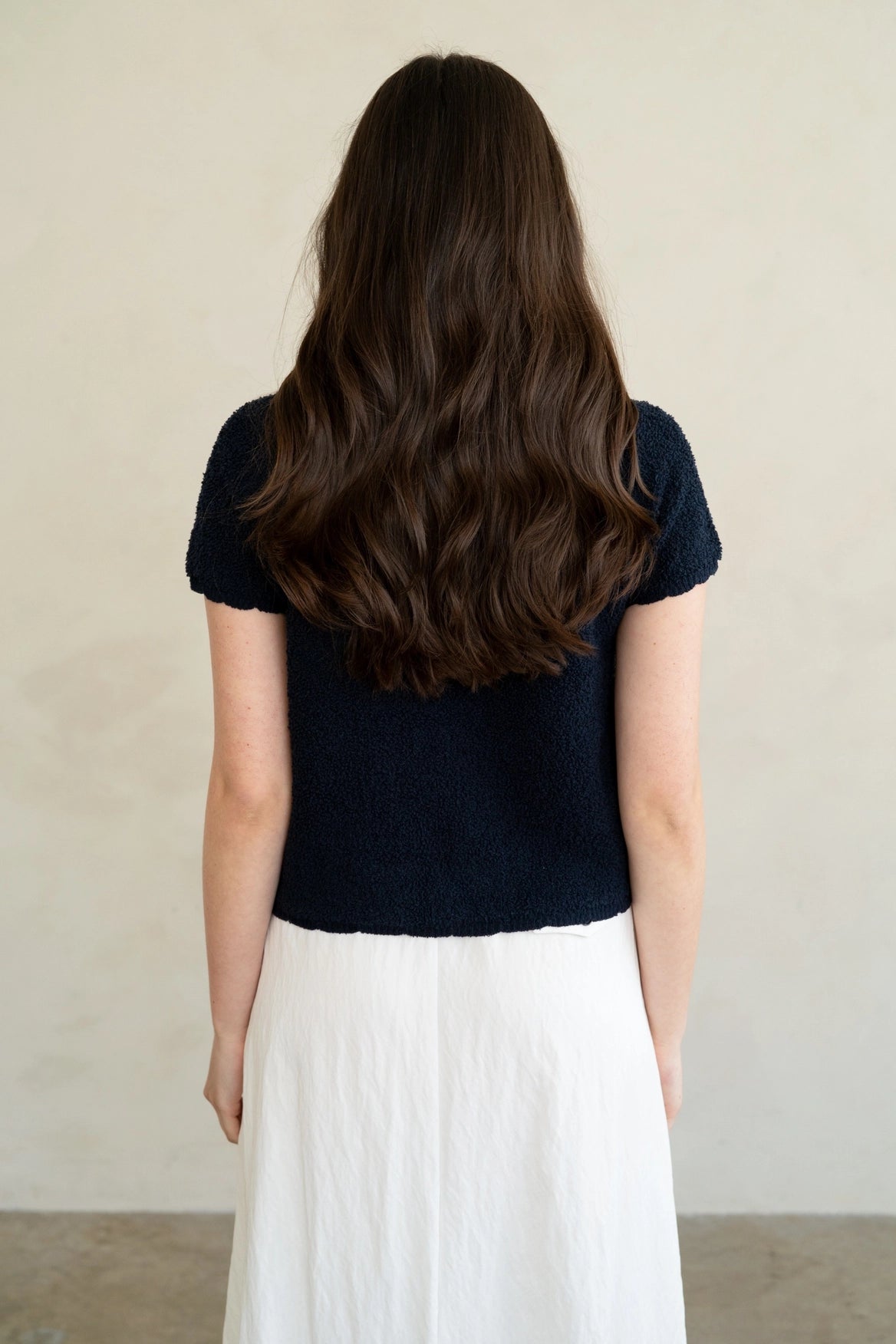 Navy Soft Textured Knit Cardigan