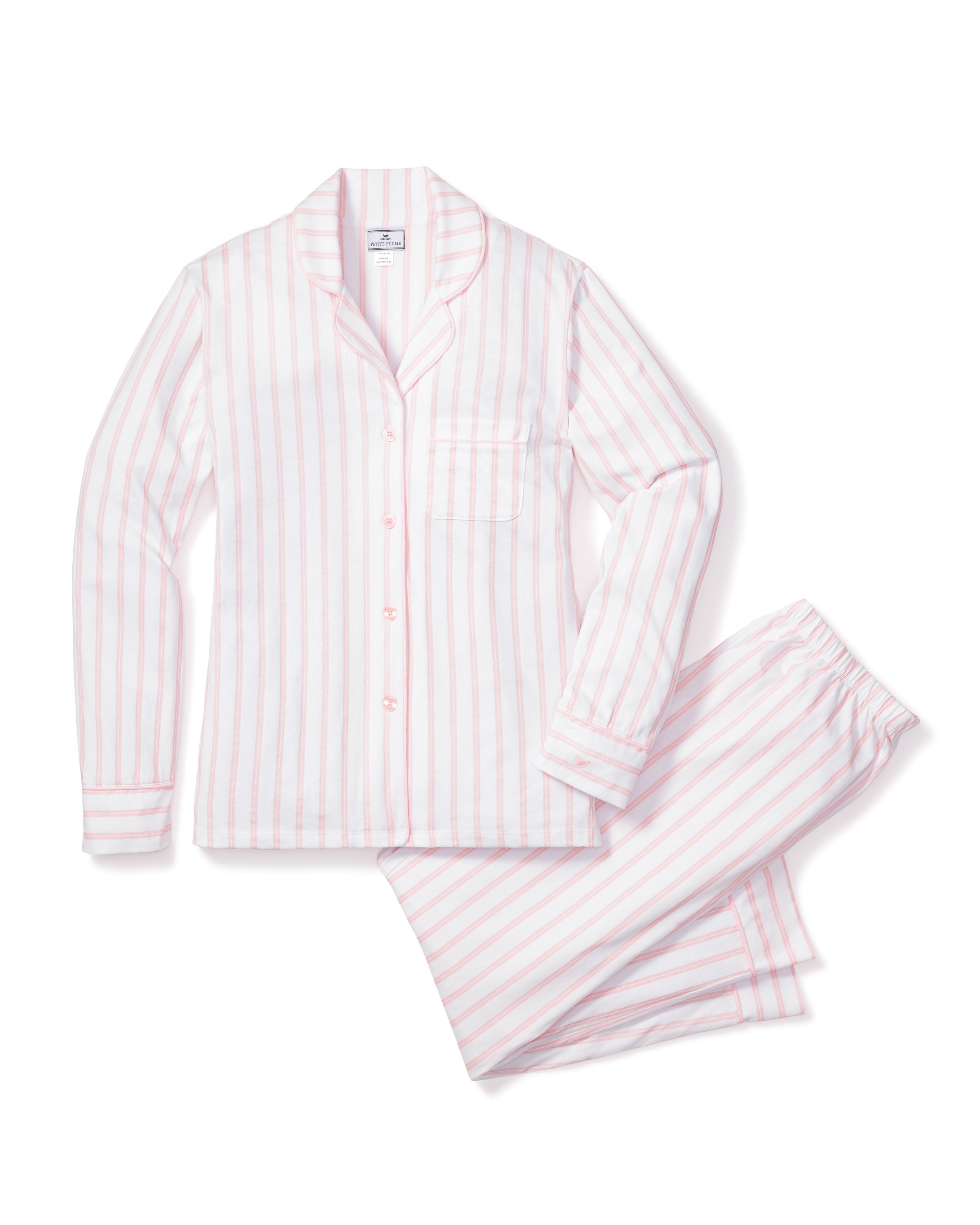 Women's Pima Pajama Set in Pink Stripe
