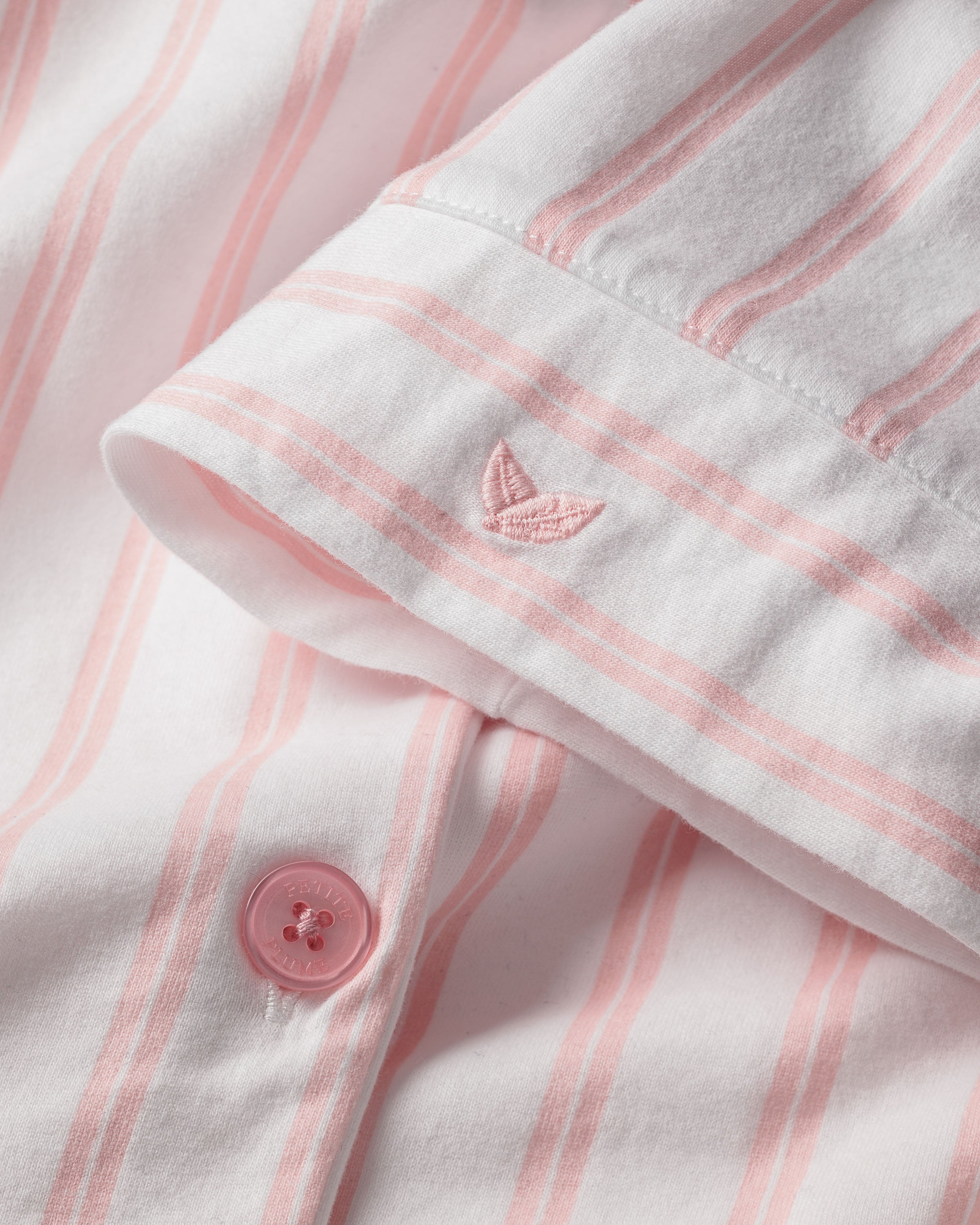 The Olivia Wide Leg Pima Pajama Set in Pink Stripe
