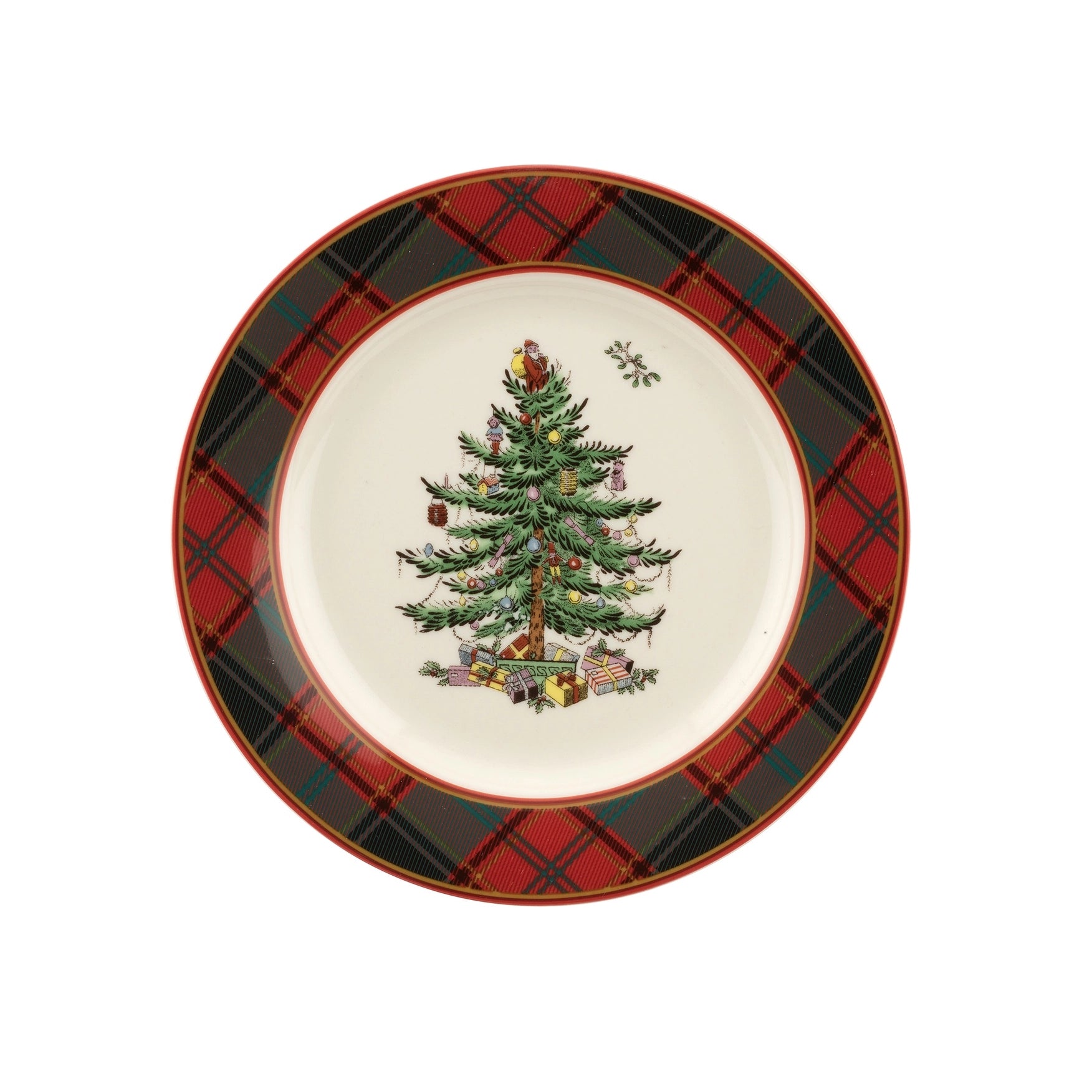Christmas Tree Tartan Salad Plate Set of 4