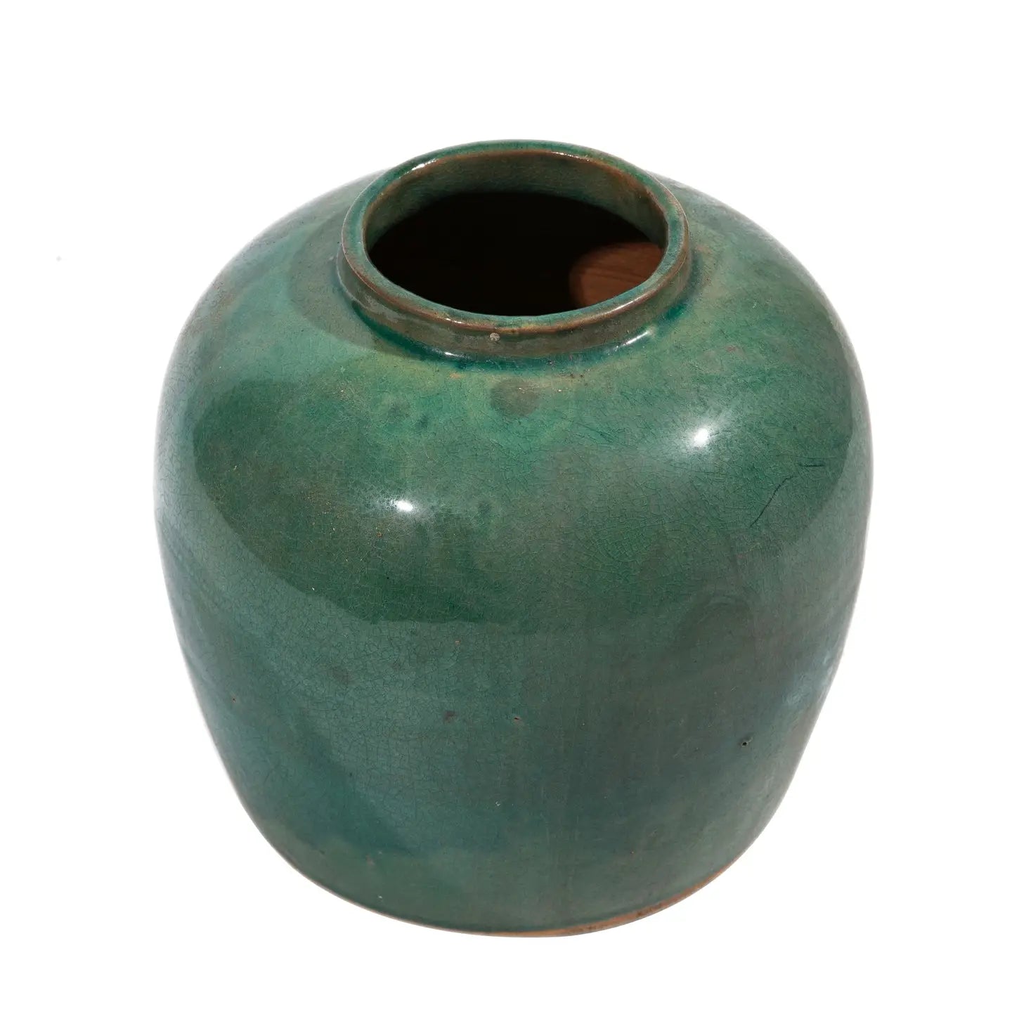 Vintage Green Jar Flat Bottom