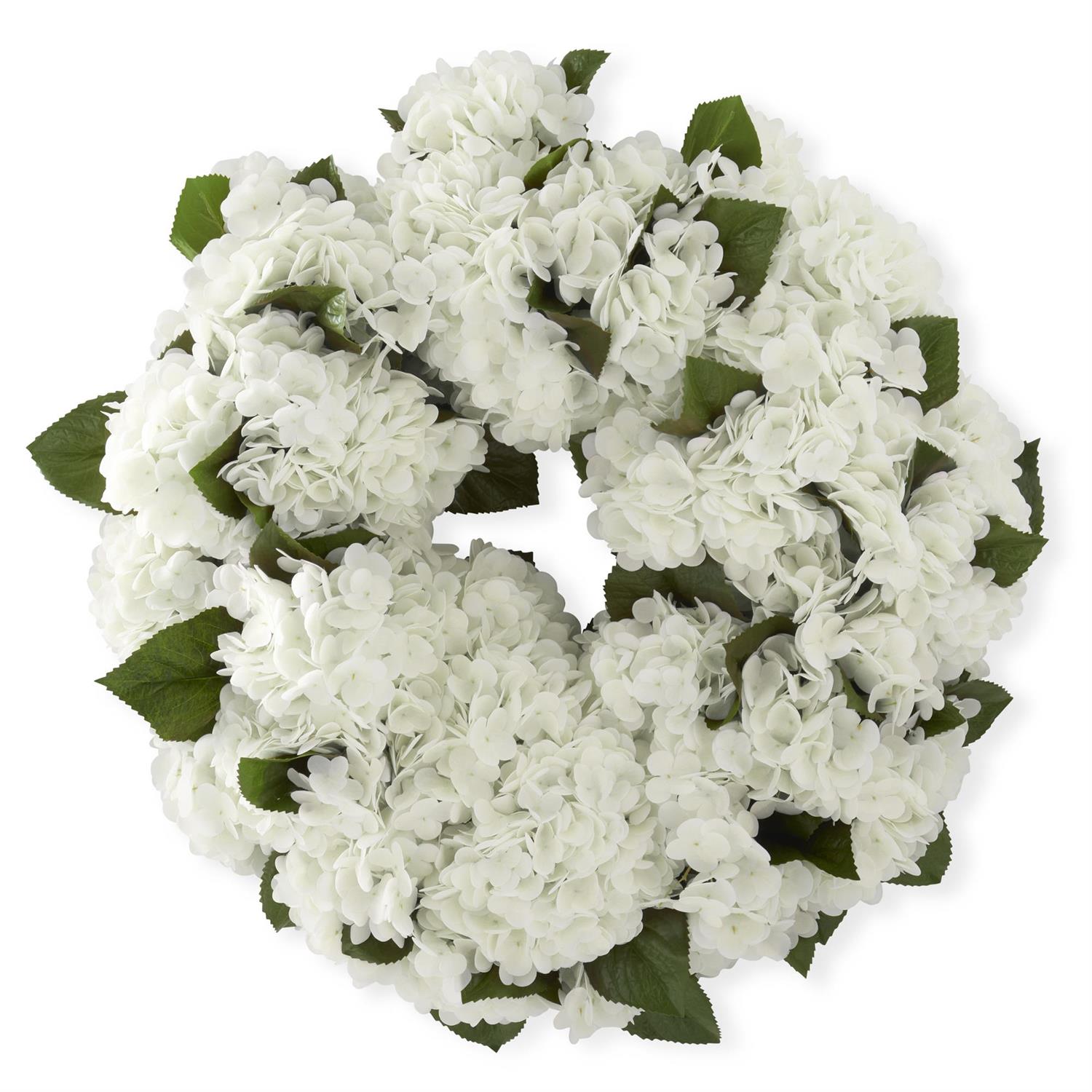 White Real Touch Hydrangea Wreath 24"