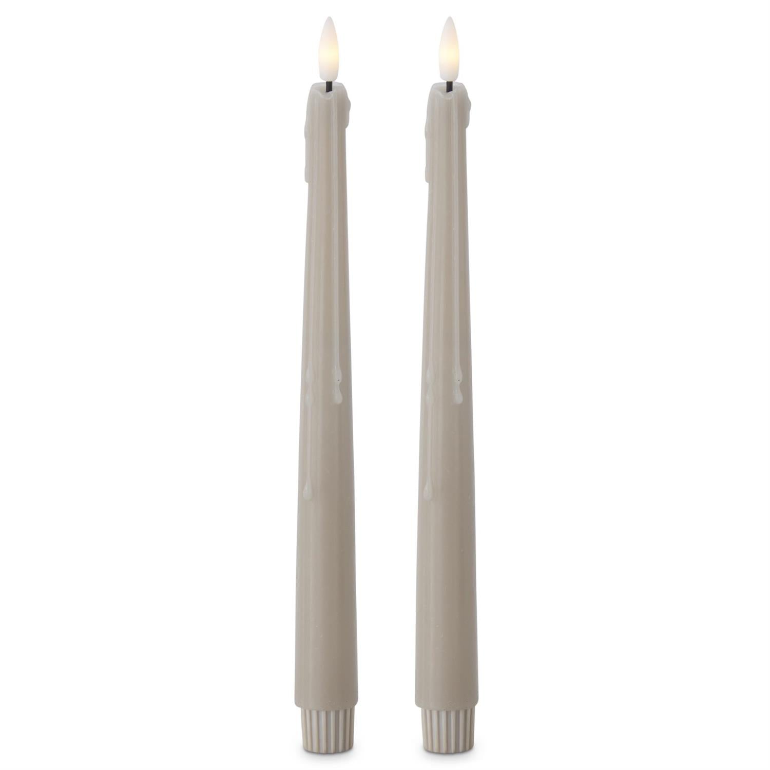 Taupe Drip Taper Candles