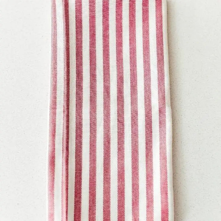 Red French Striped Dish Towel