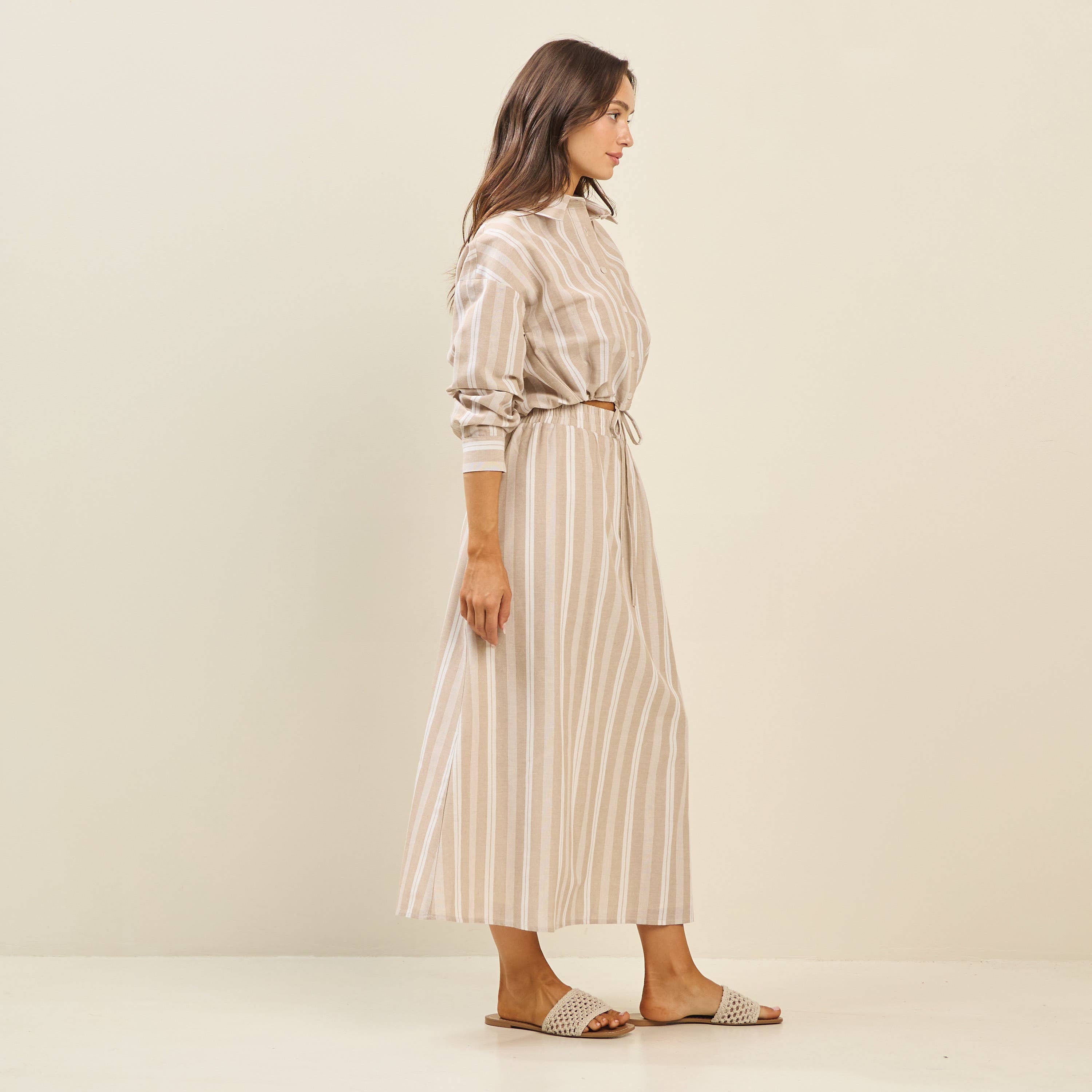 Striped Shirt & Skirt Set