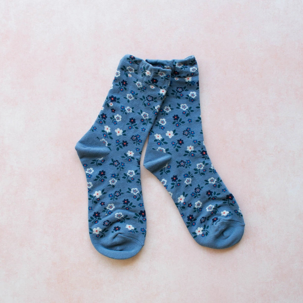 Garden Flower Socks Blue