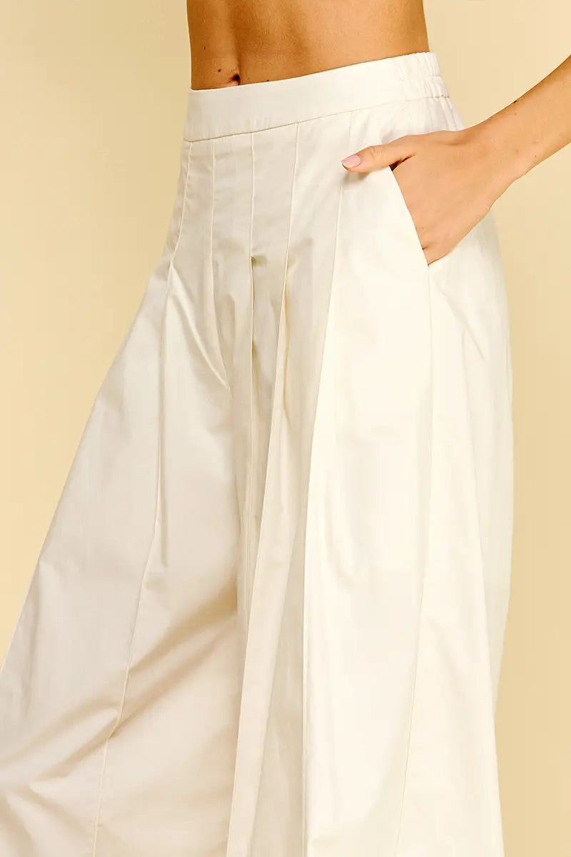 Milk White Pleated Wide Leg Pants