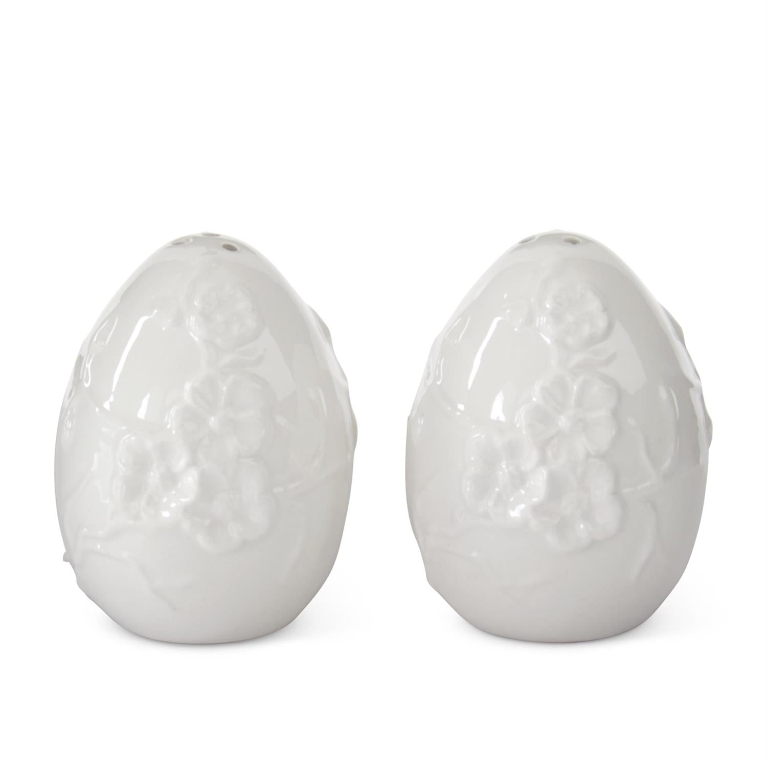 Flower Embossed Egg Salt & Pepper Shakers
