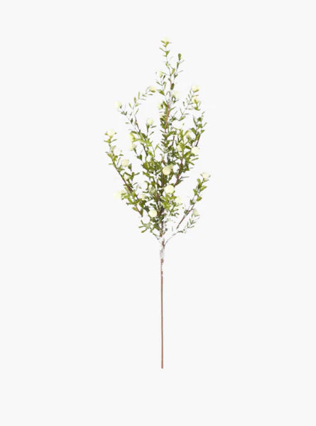 21" Glittered Snowy White Berry Leaf Bush