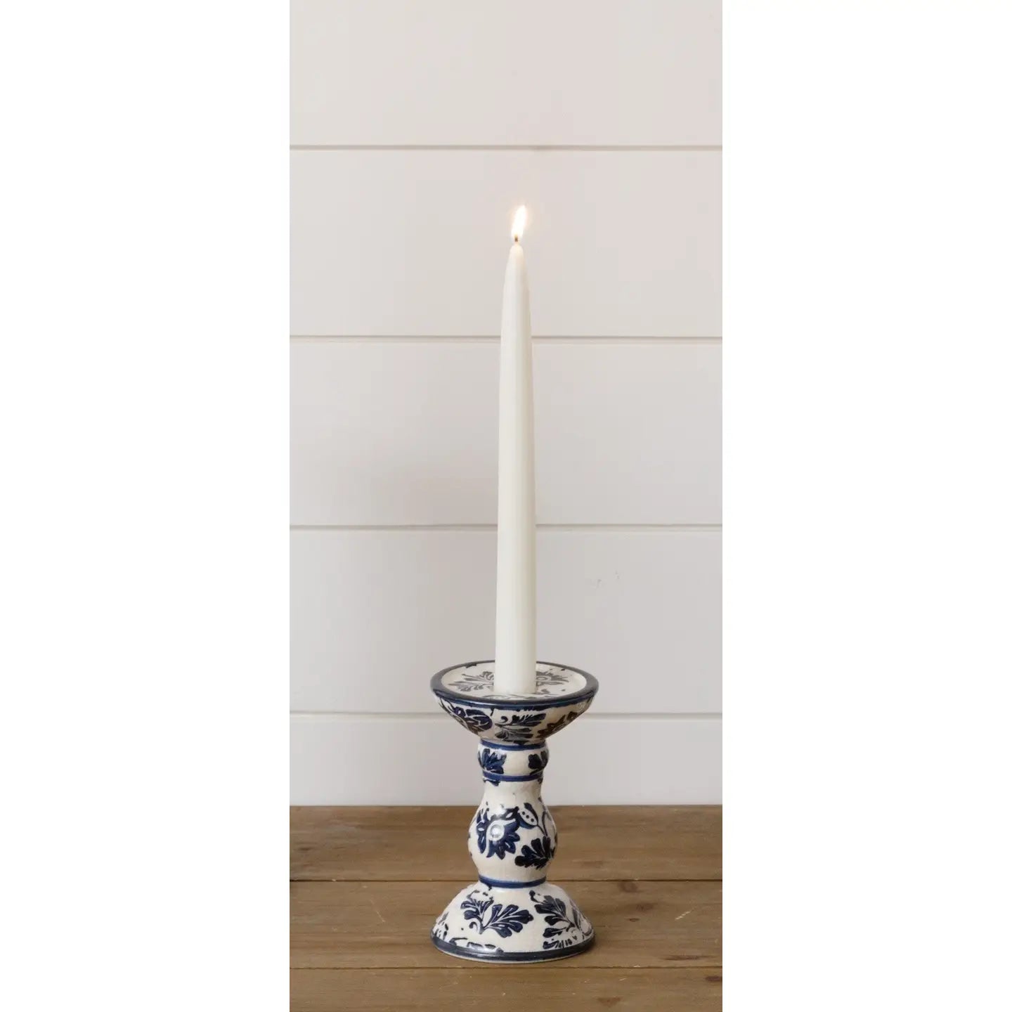 Taper/Pillar Candle Holder - Blue Floral, Sm (Pc)