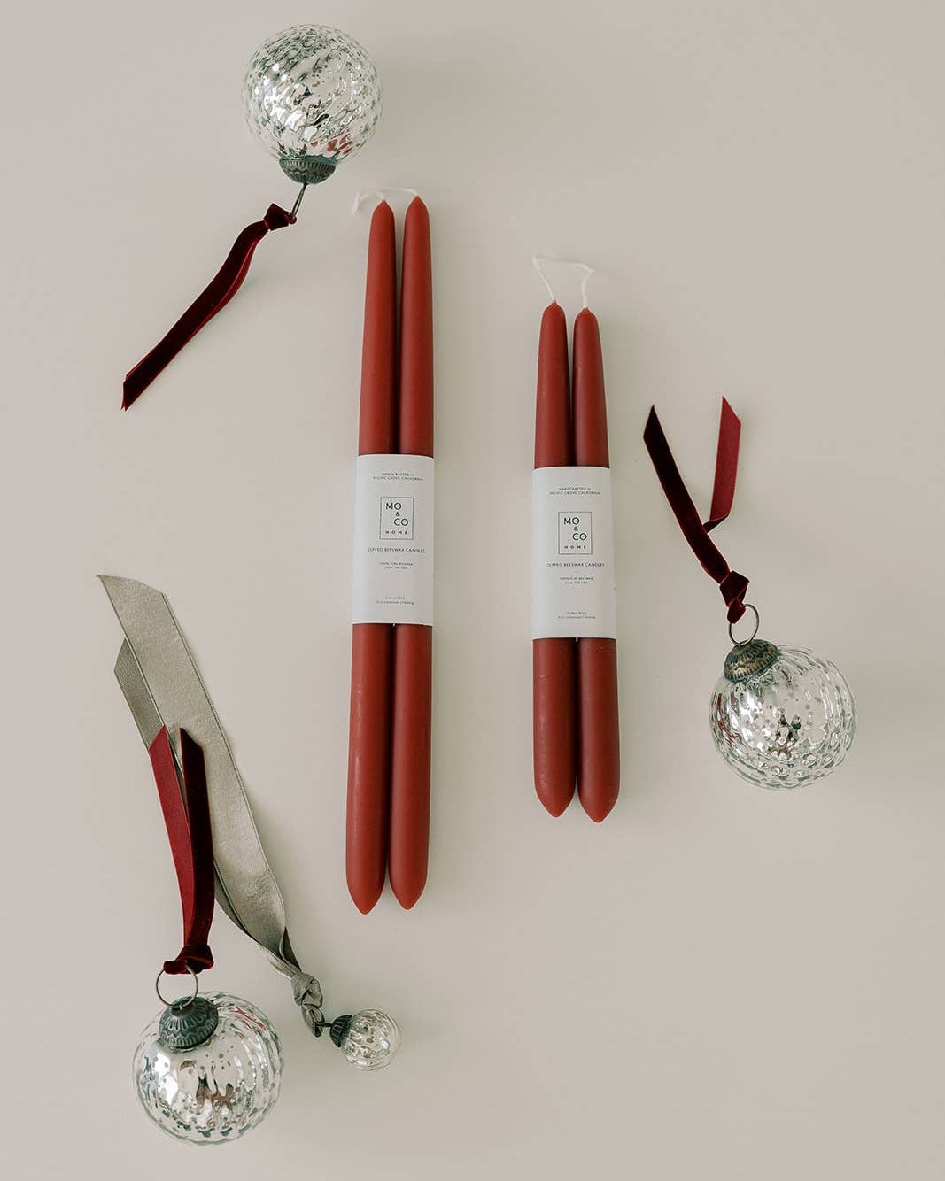 Beeswax Dipped Candles - Berry Red