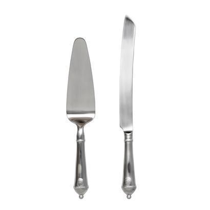 Berry & Thread Cake Knife and Server Set - Bright Satin