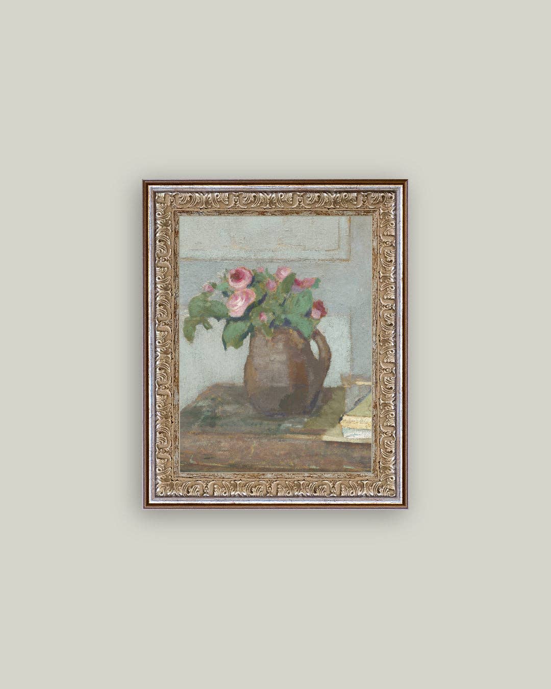Rose Vase Framed Antique Art