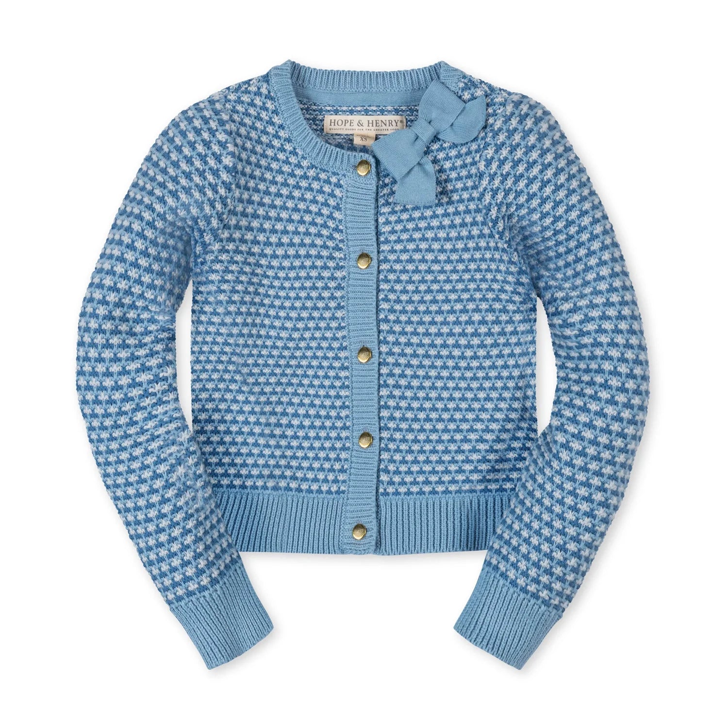 Bluebell Tweed Stitch Bow Cardigan