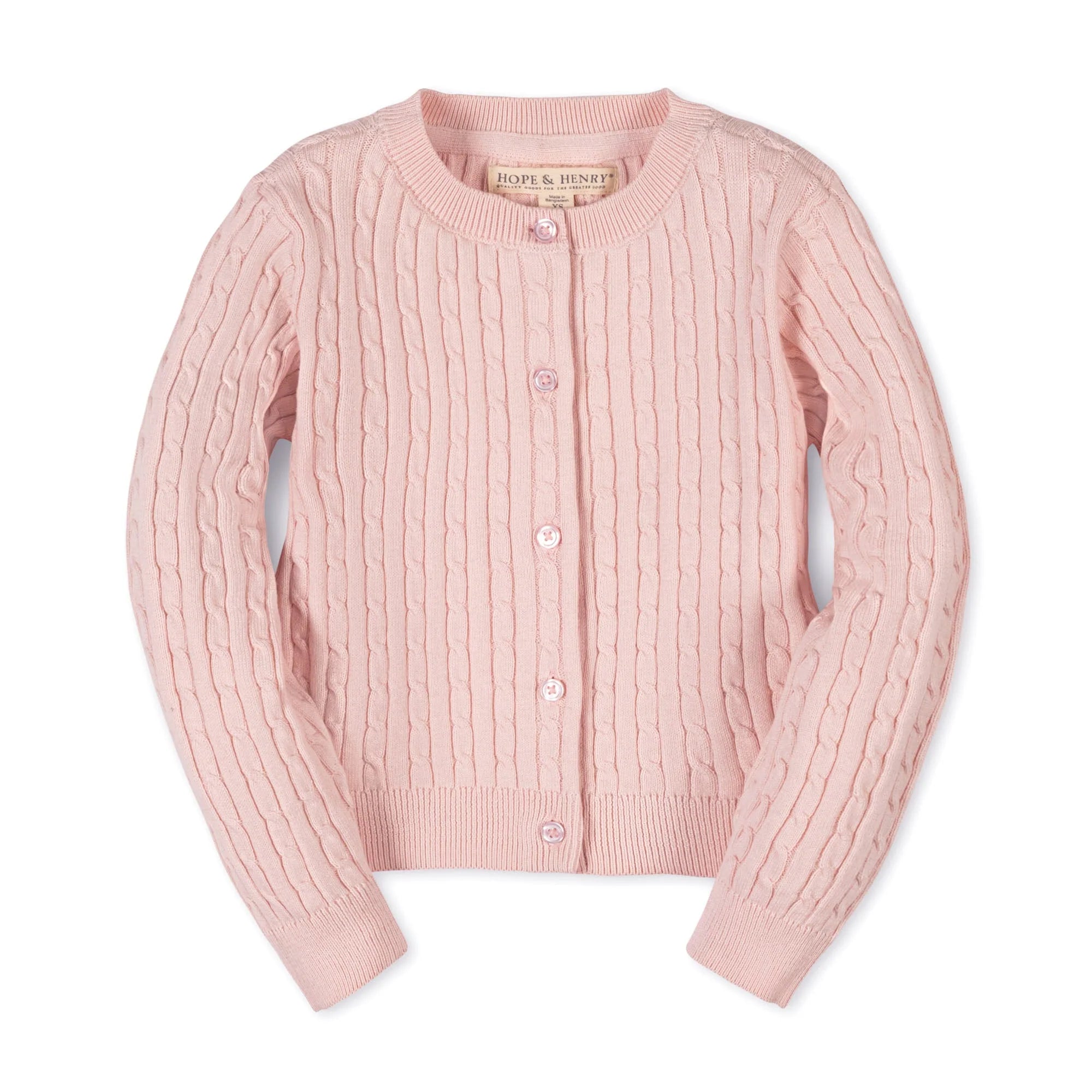 Pale Pink Classic Cable Cardigan