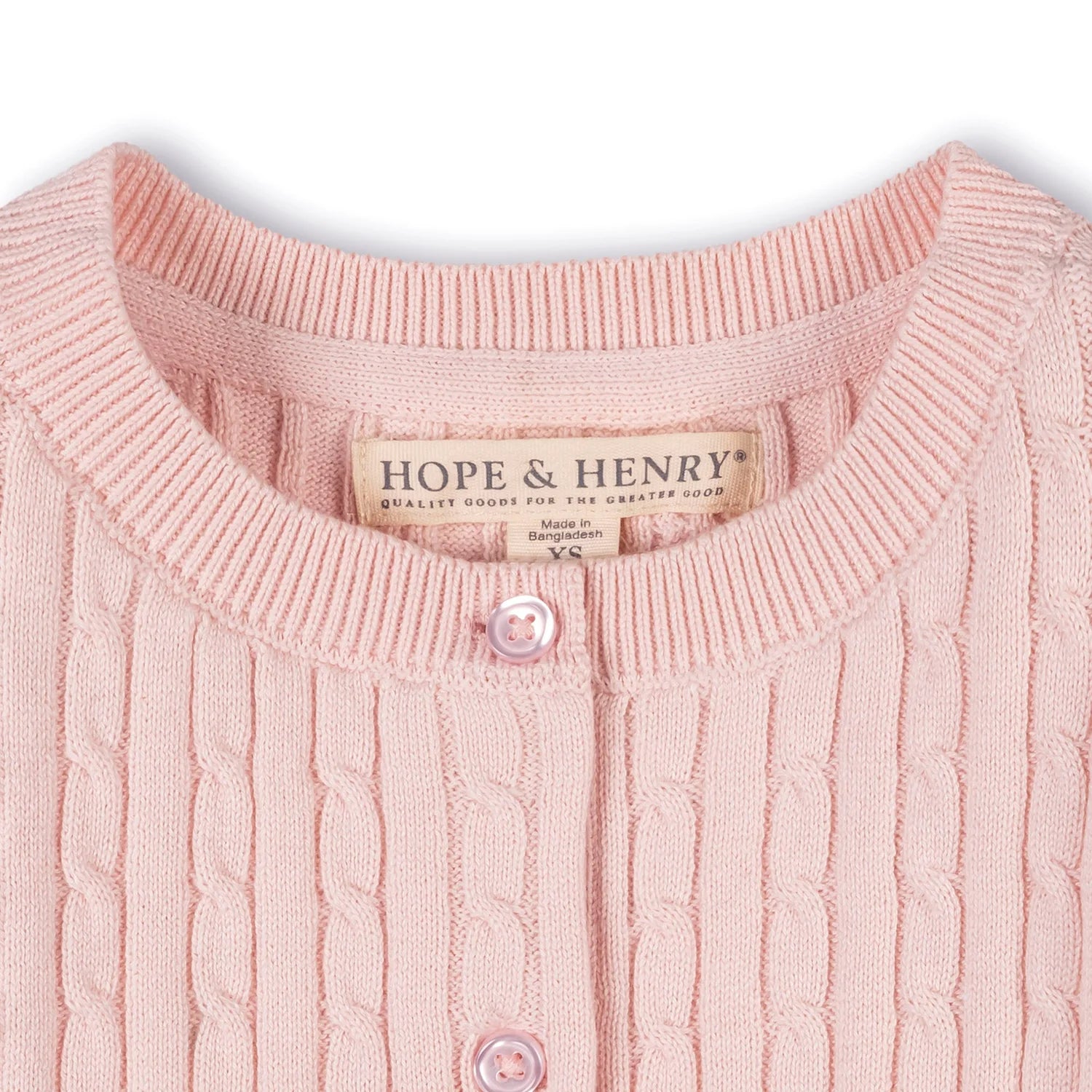 Pale Pink Classic Cable Cardigan