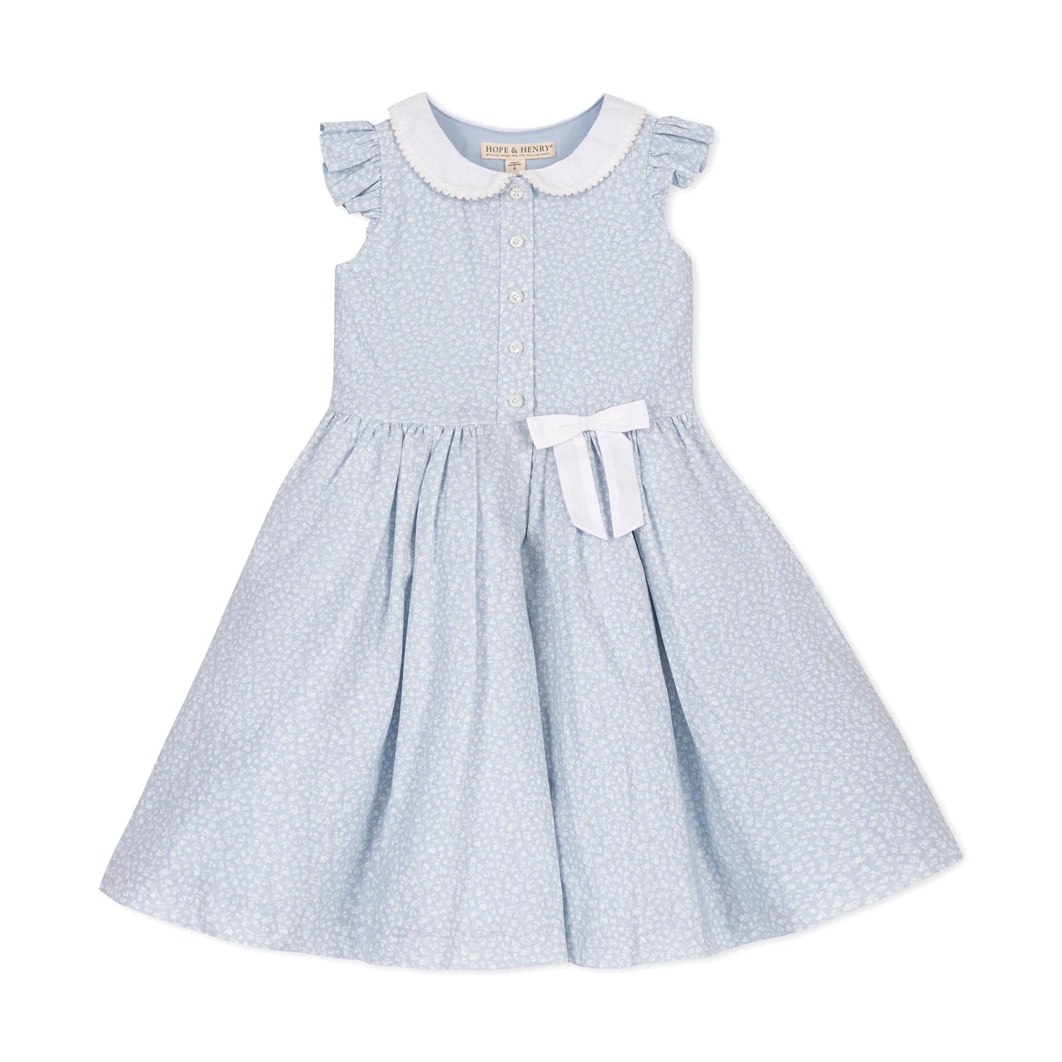 Blue Chateau Linen Dress with Peter Pan Collar