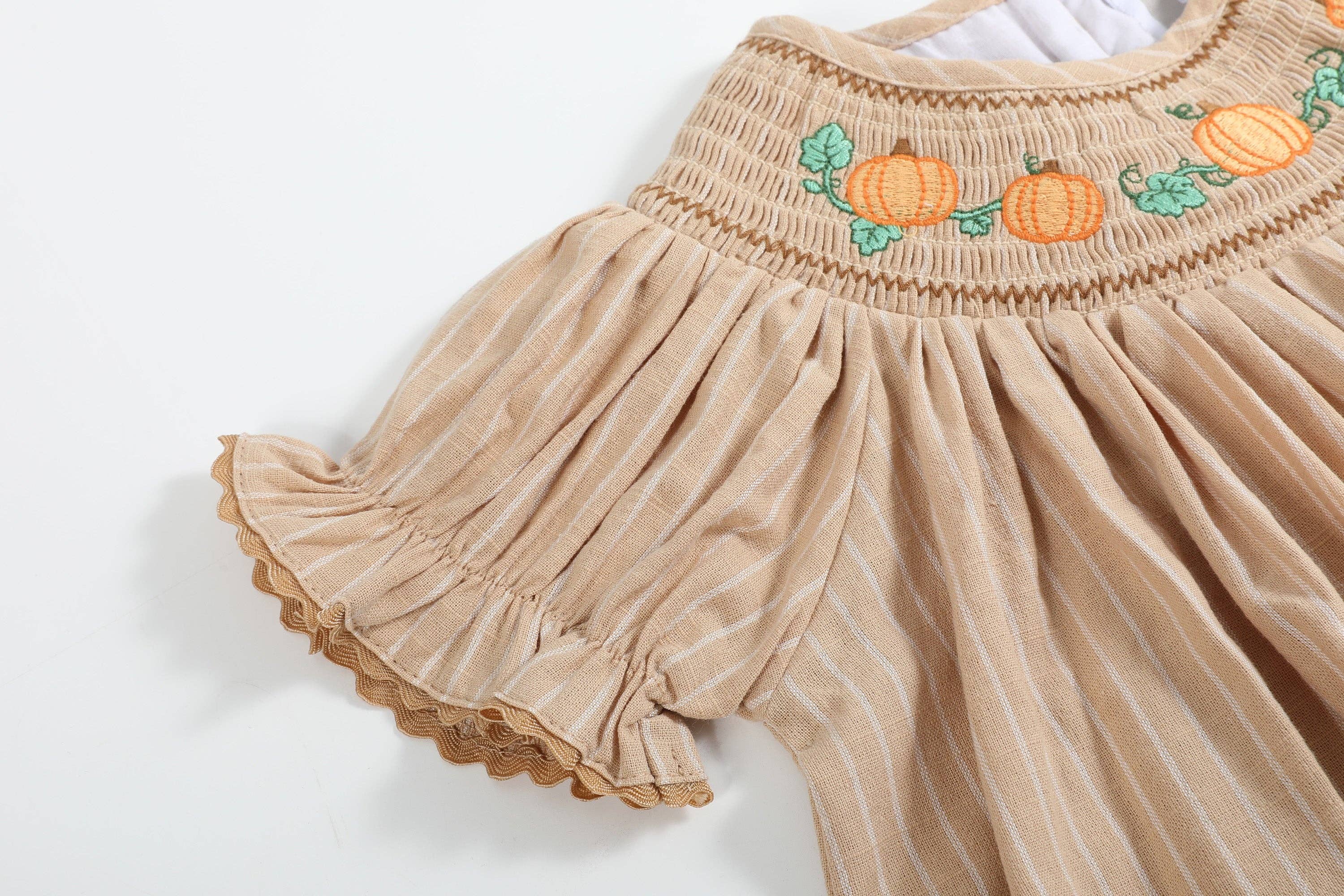 Pumpkin Smocked Bishop Dress