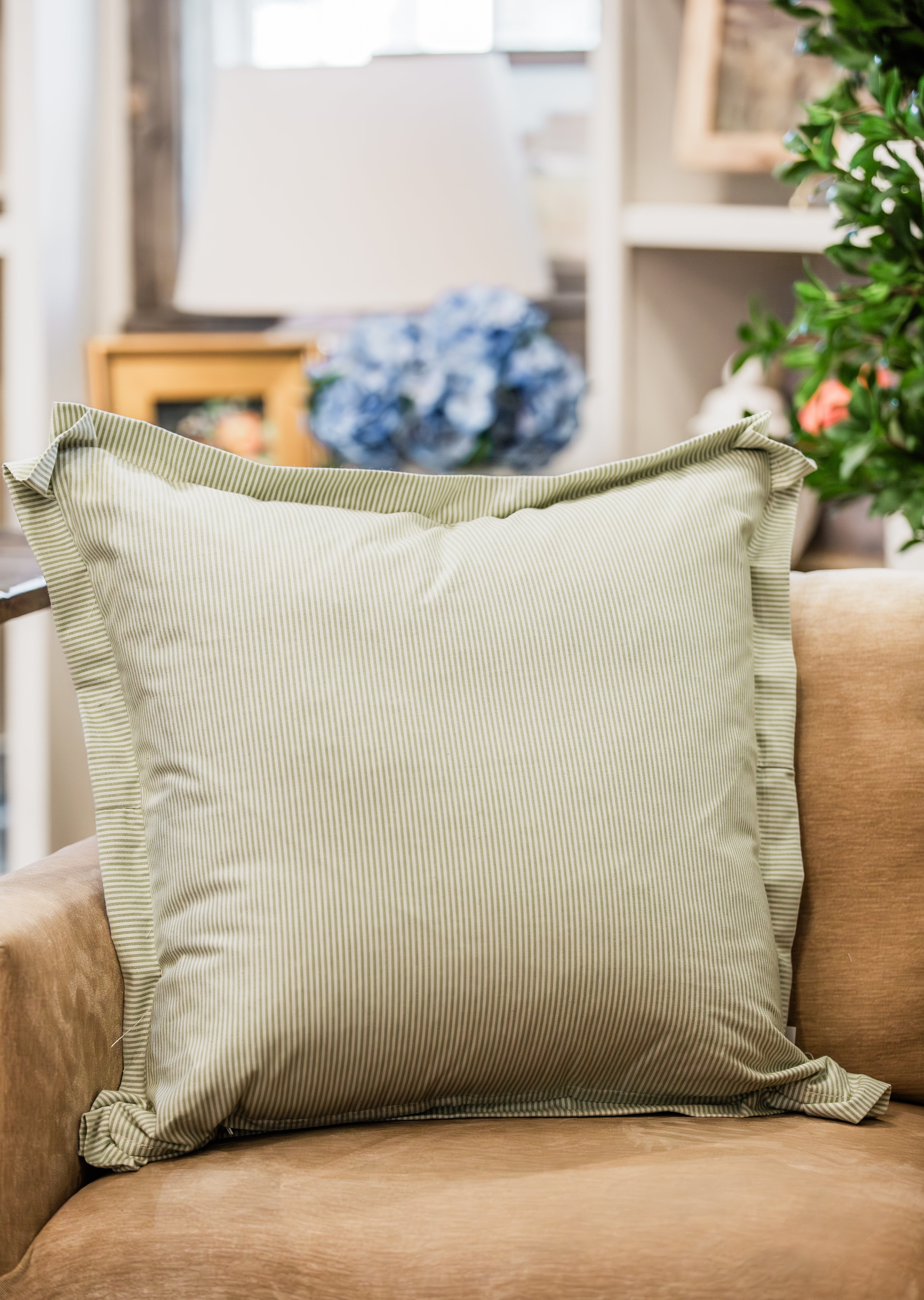 Hathaway Print Berry with Pleated Edge Pillow - Lee Jofa