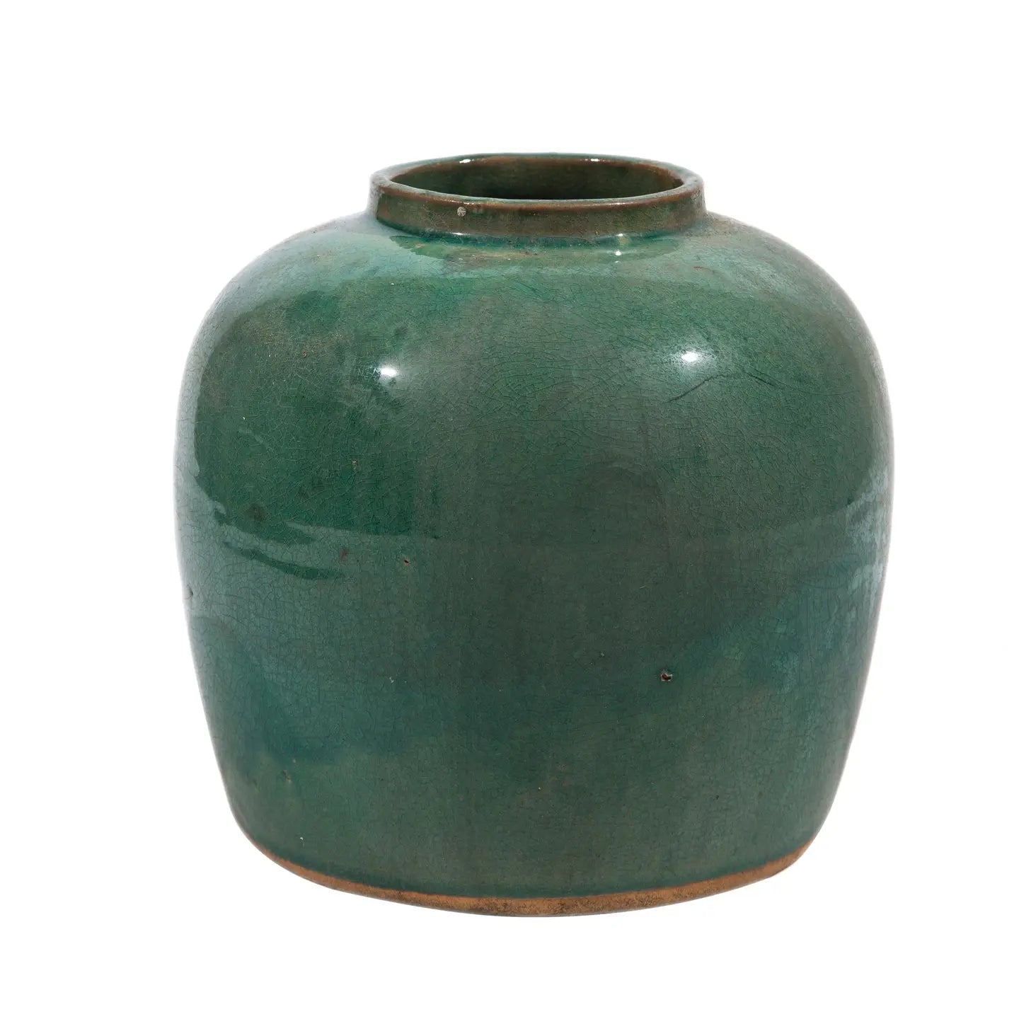 Vintage Green Jar Flat Bottom