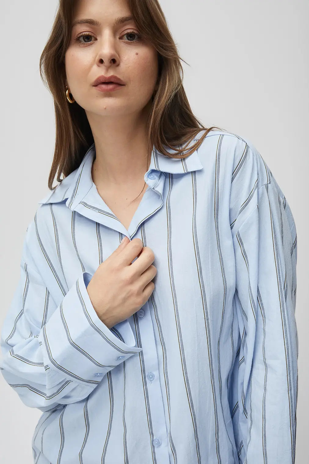 The Erica Top Blue | Striped Button-Down Shirt