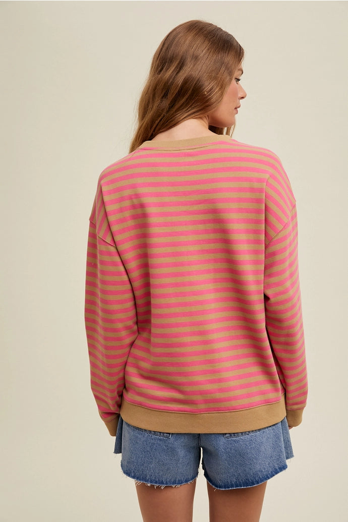 Striped Oversized Crewneck Pullover