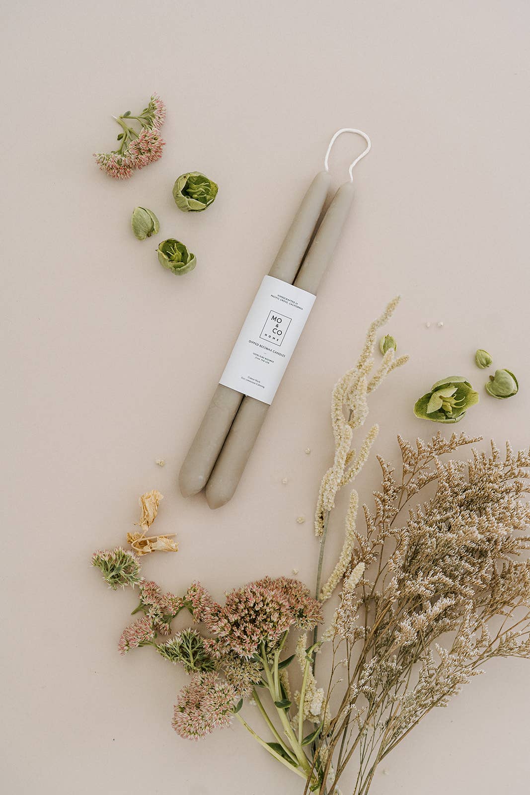 Beeswax Dipped Candles - Clay