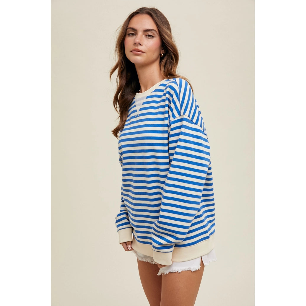 Striped Oversized Crewneck Pullover