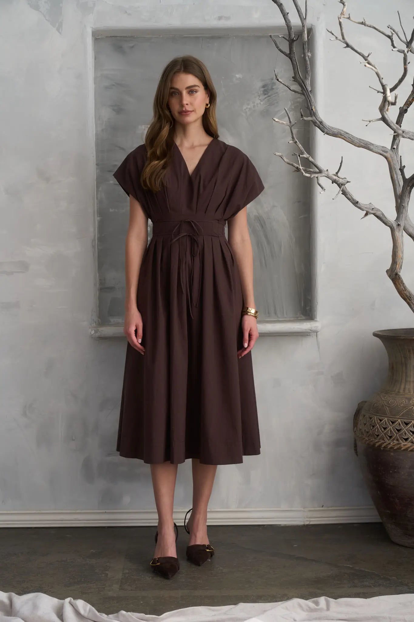 Shelby Pleated Midi Dress