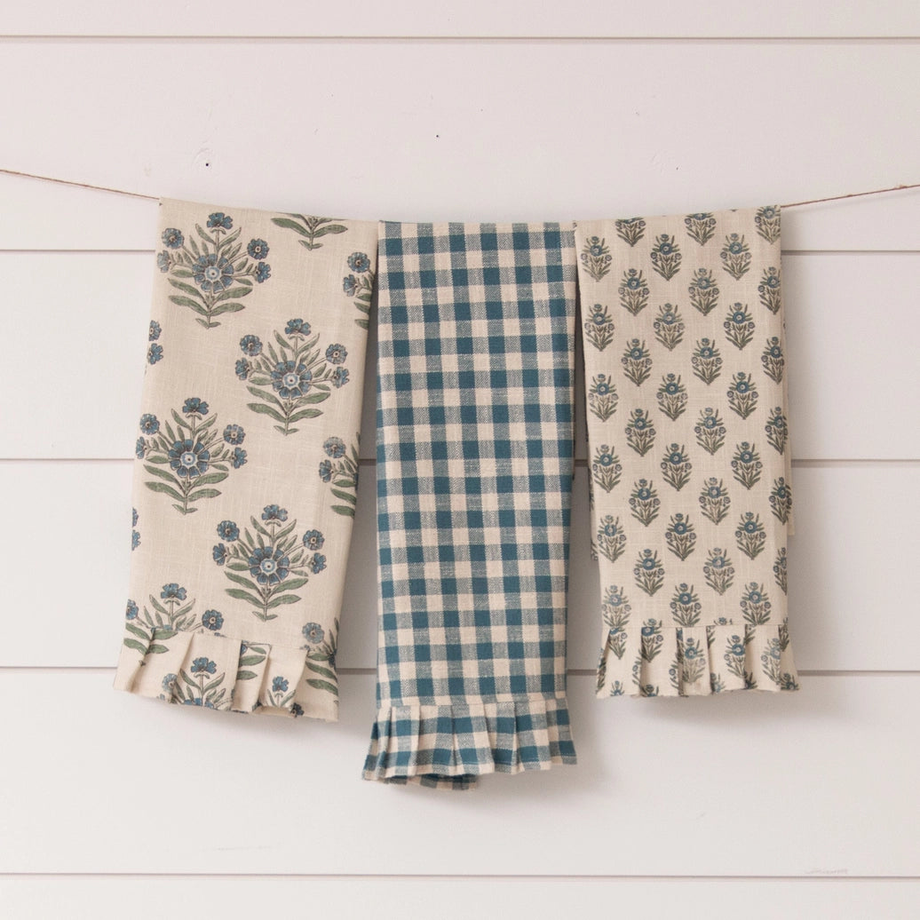 Tea Towels - Blue Block Print Silhouette (PK/3 AST)