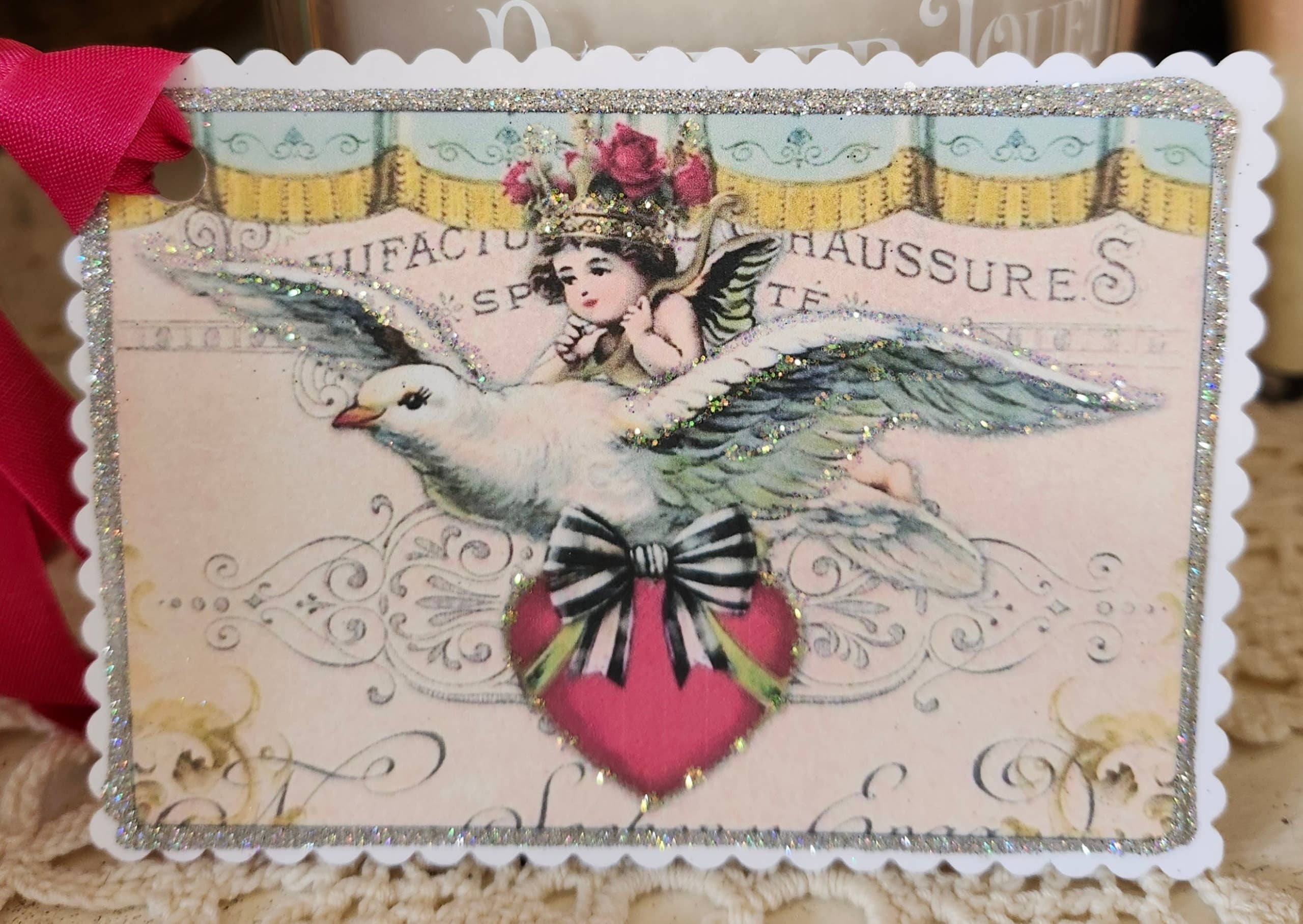 Cherub Dove Heart Gift Tag